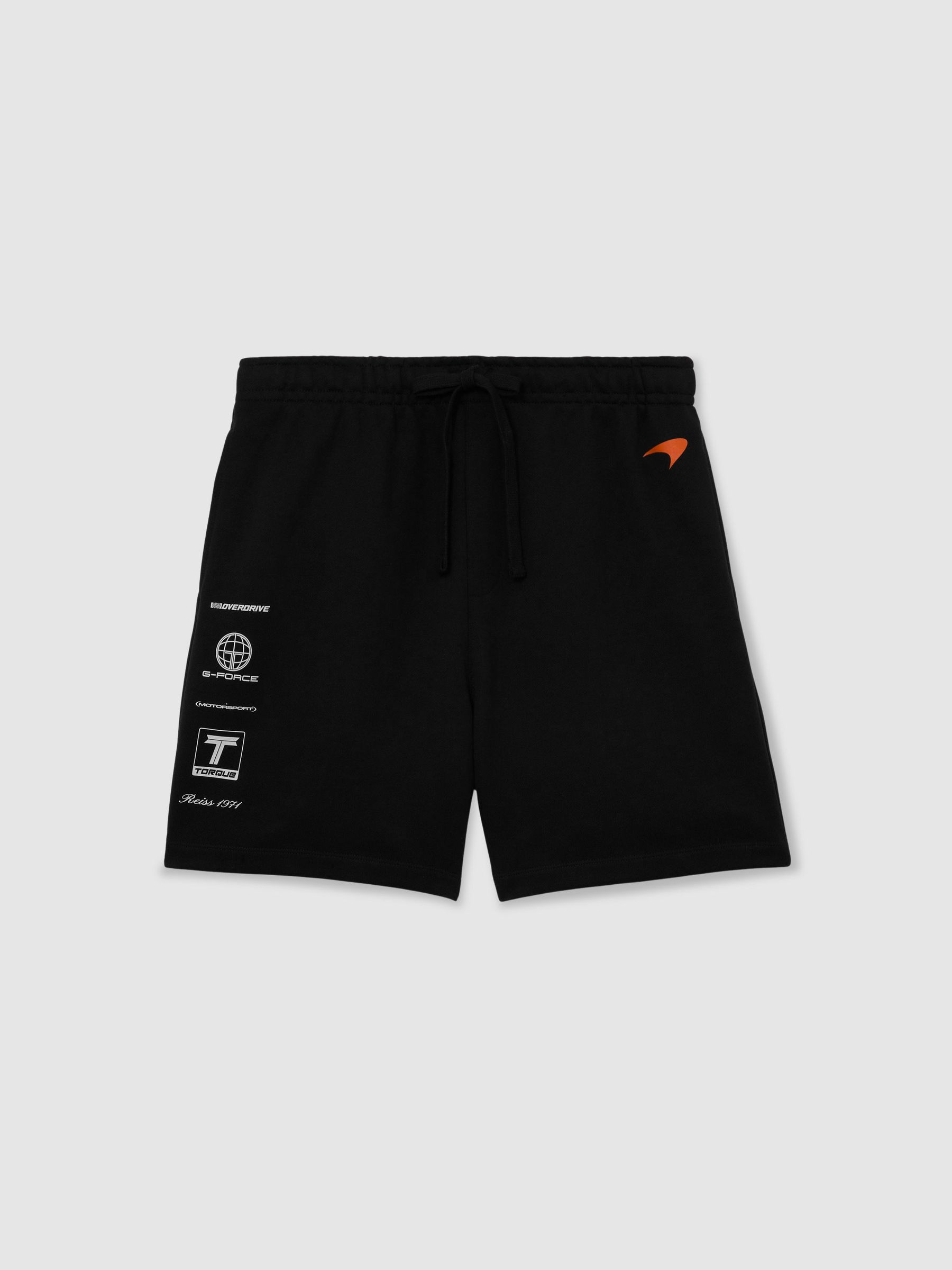 McLaren Racing Motif Drawstring Shorts in Washed Black - image 1