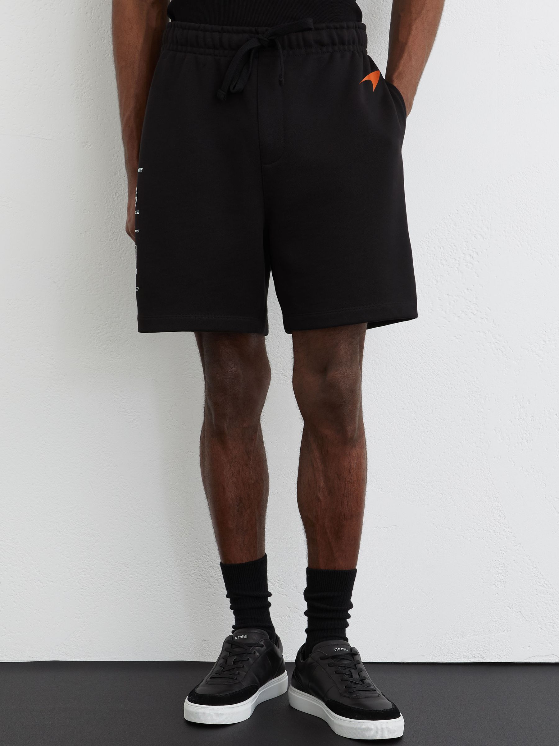 McLaren Racing Motif Drawstring Shorts in Washed Black - Image 3 of 8