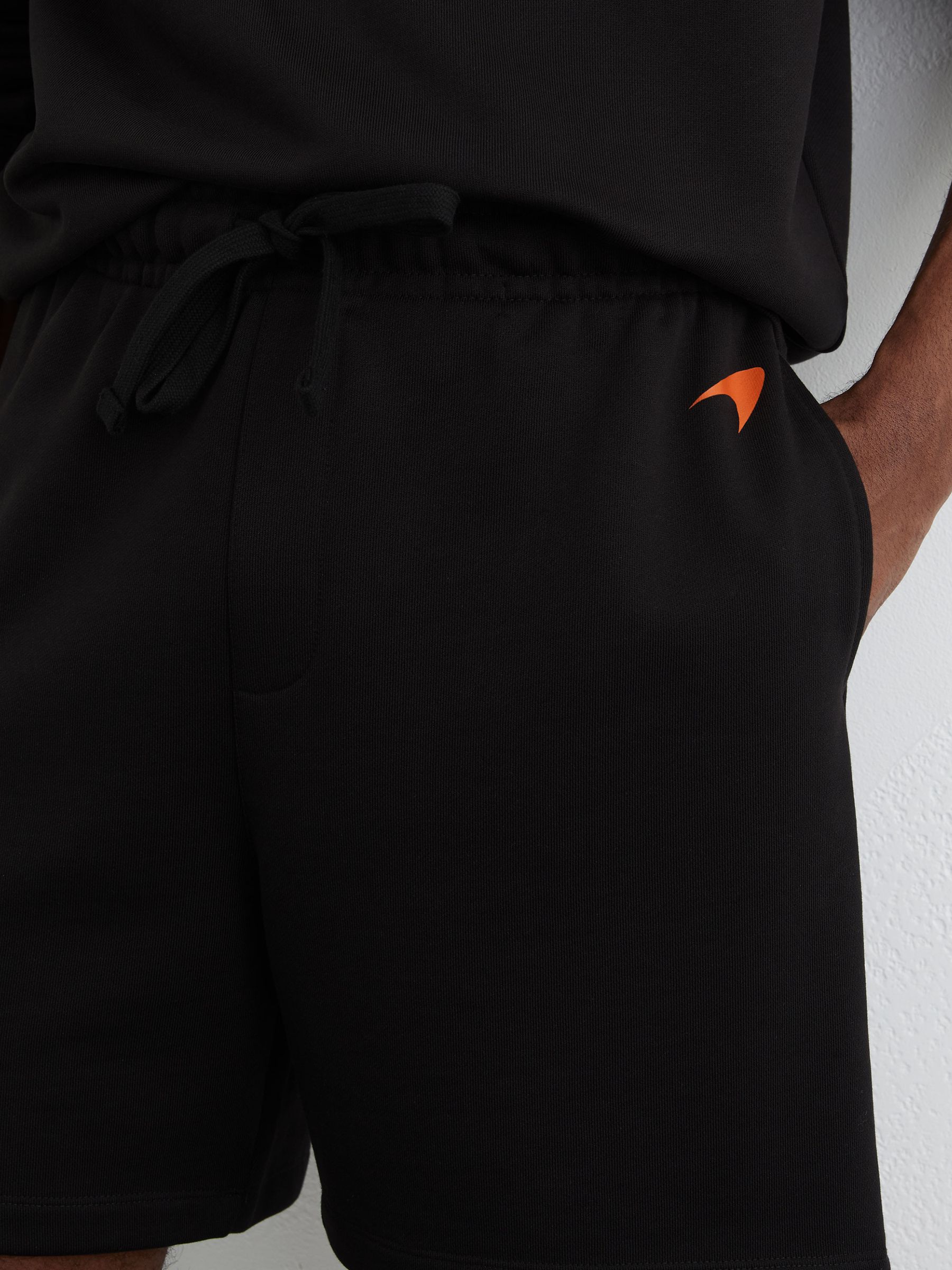 McLaren Racing Motif Drawstring Shorts in Washed Black - image 4