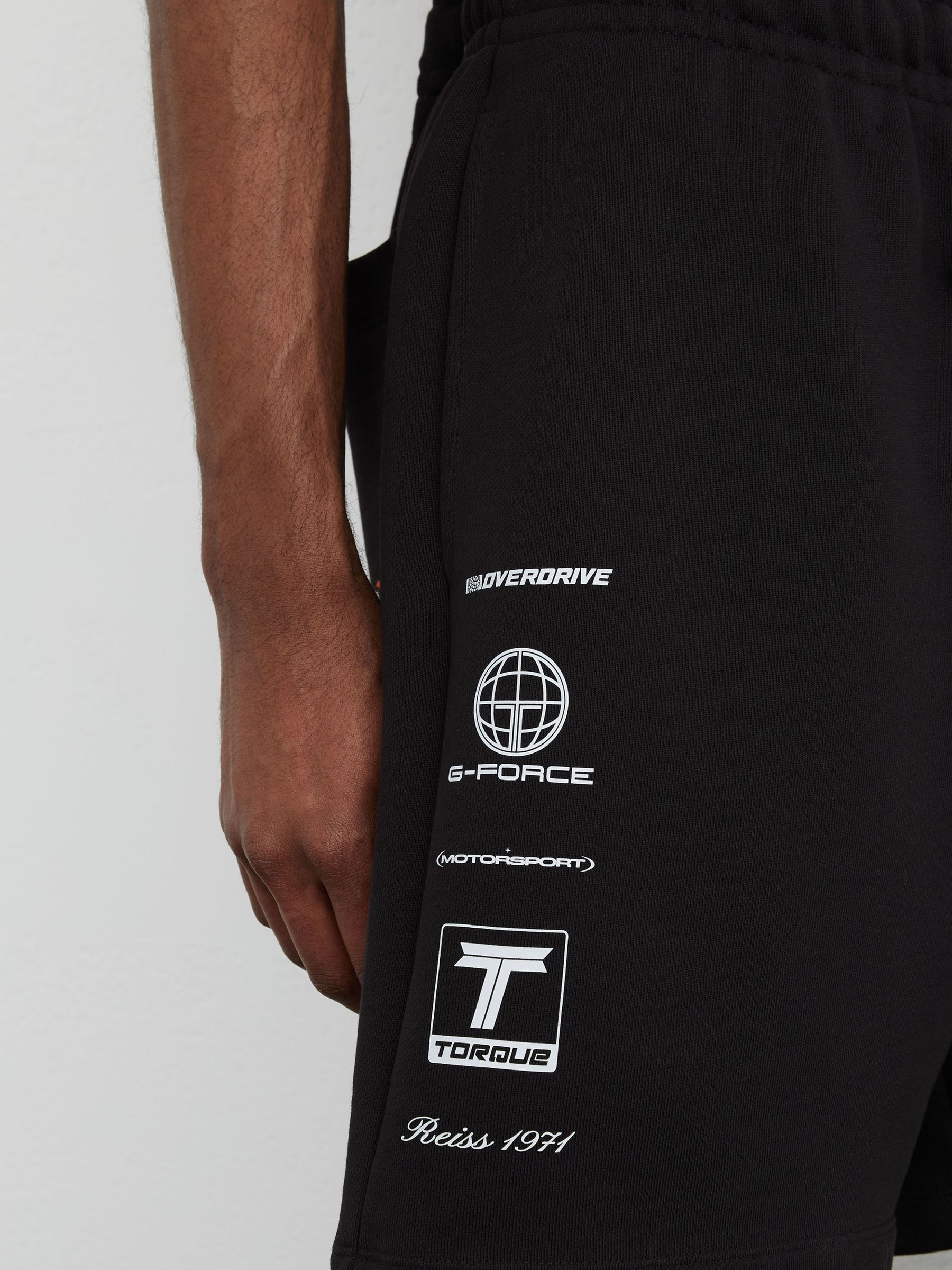 McLaren Racing Motif Drawstring Shorts in Washed Black - Image 5 of 8