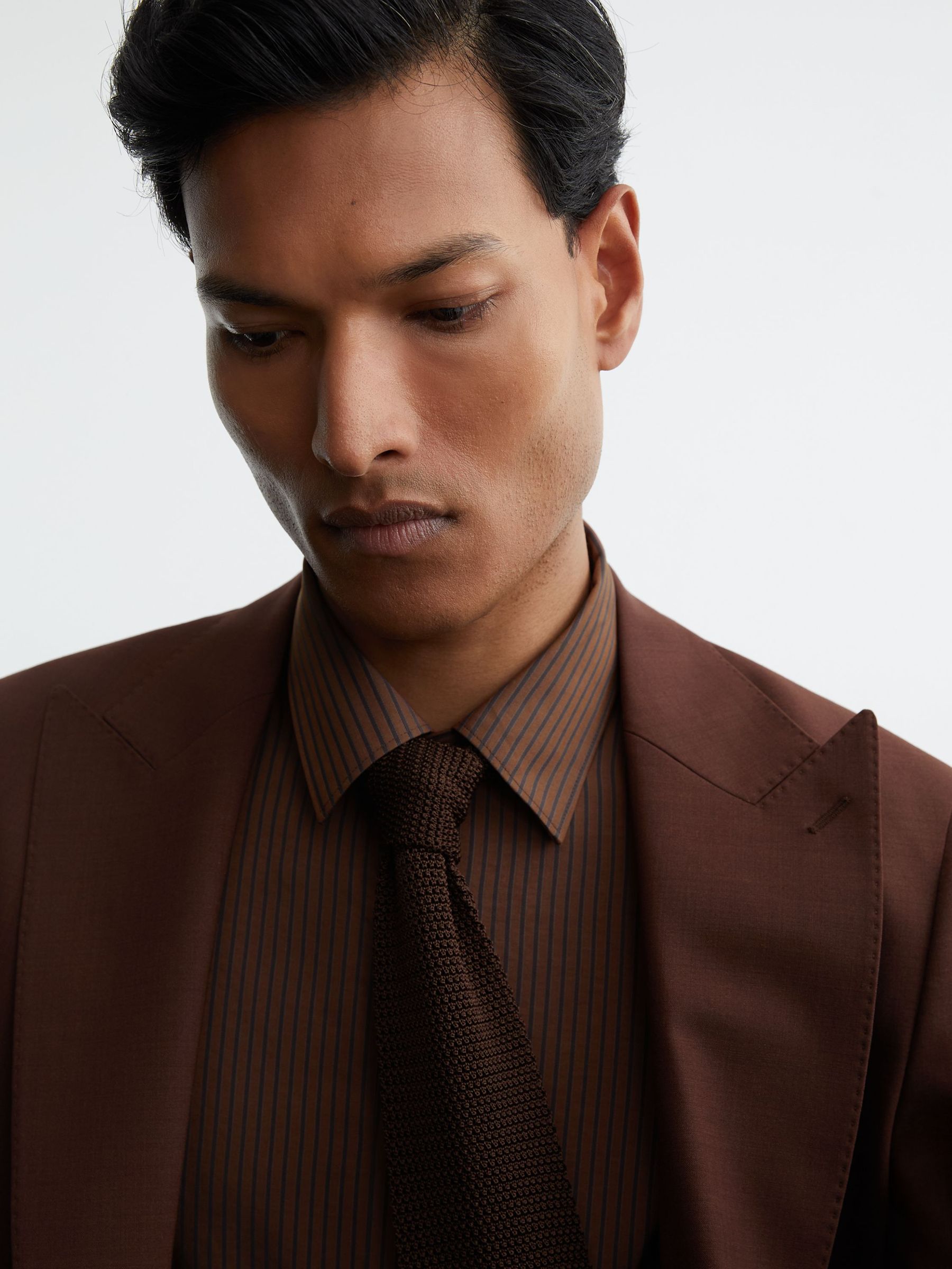 Pinstripe Regular-Fit Long-Sleeve Shirt in Chocolate Brown - image 3