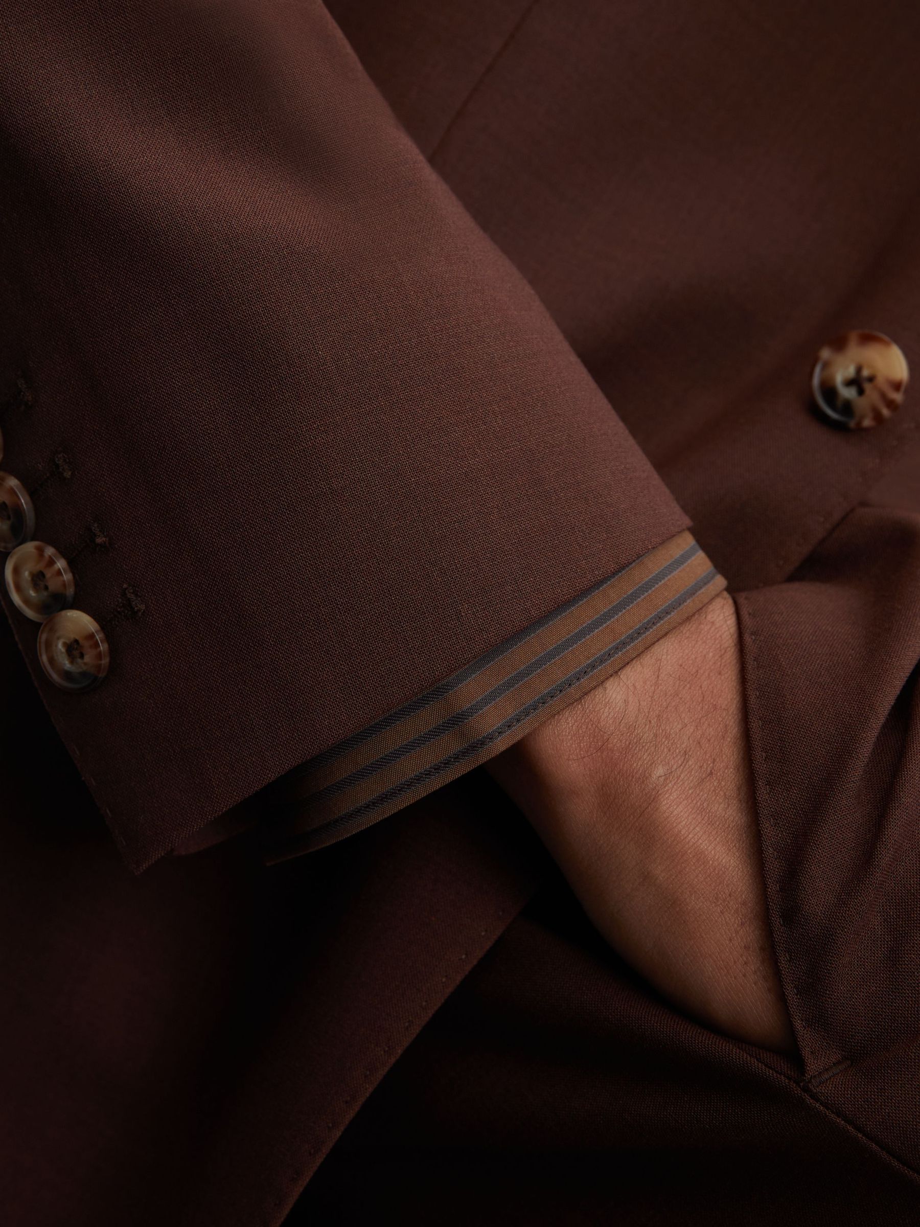 Pinstripe Regular-Fit Long-Sleeve Shirt in Chocolate Brown - image 4