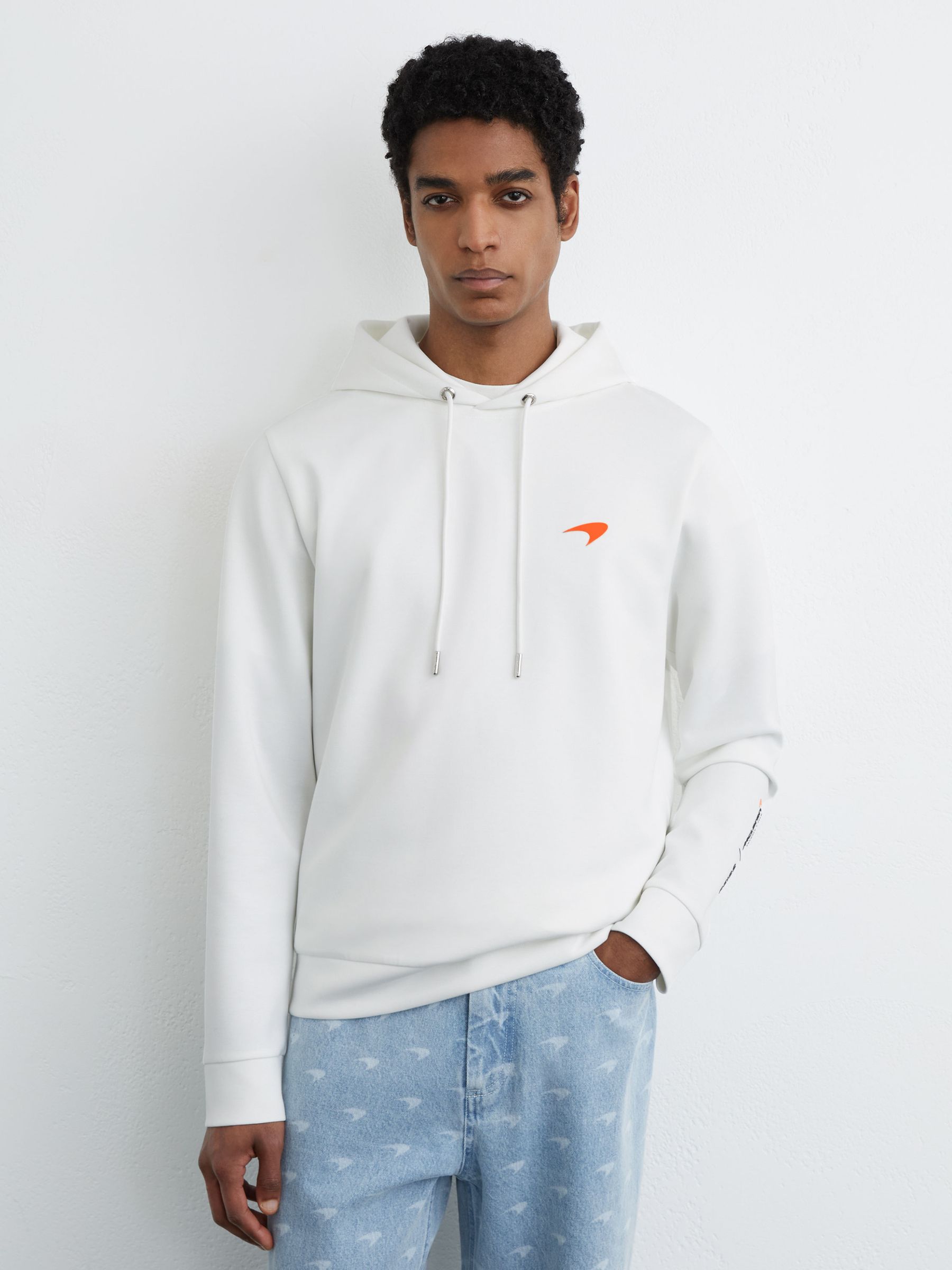 McLaren White Racing Interlock Speedmark Hoodie in White - Image 1 of 8