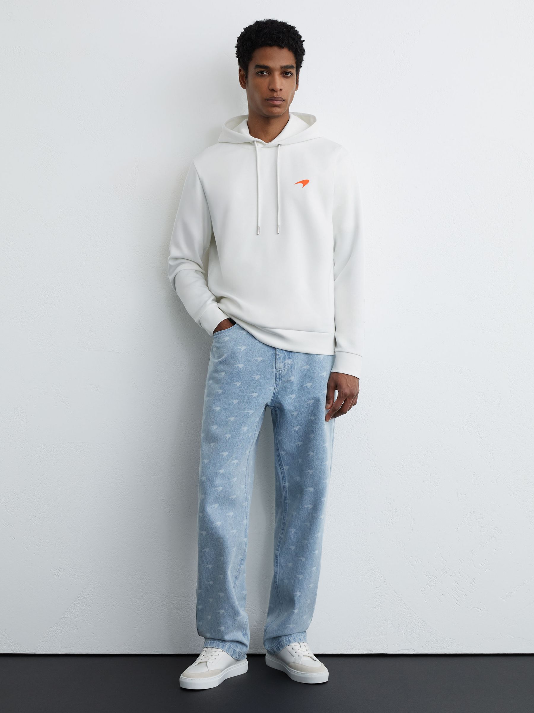 McLaren White Racing Interlock Speedmark Hoodie in White - Image 3 of 8