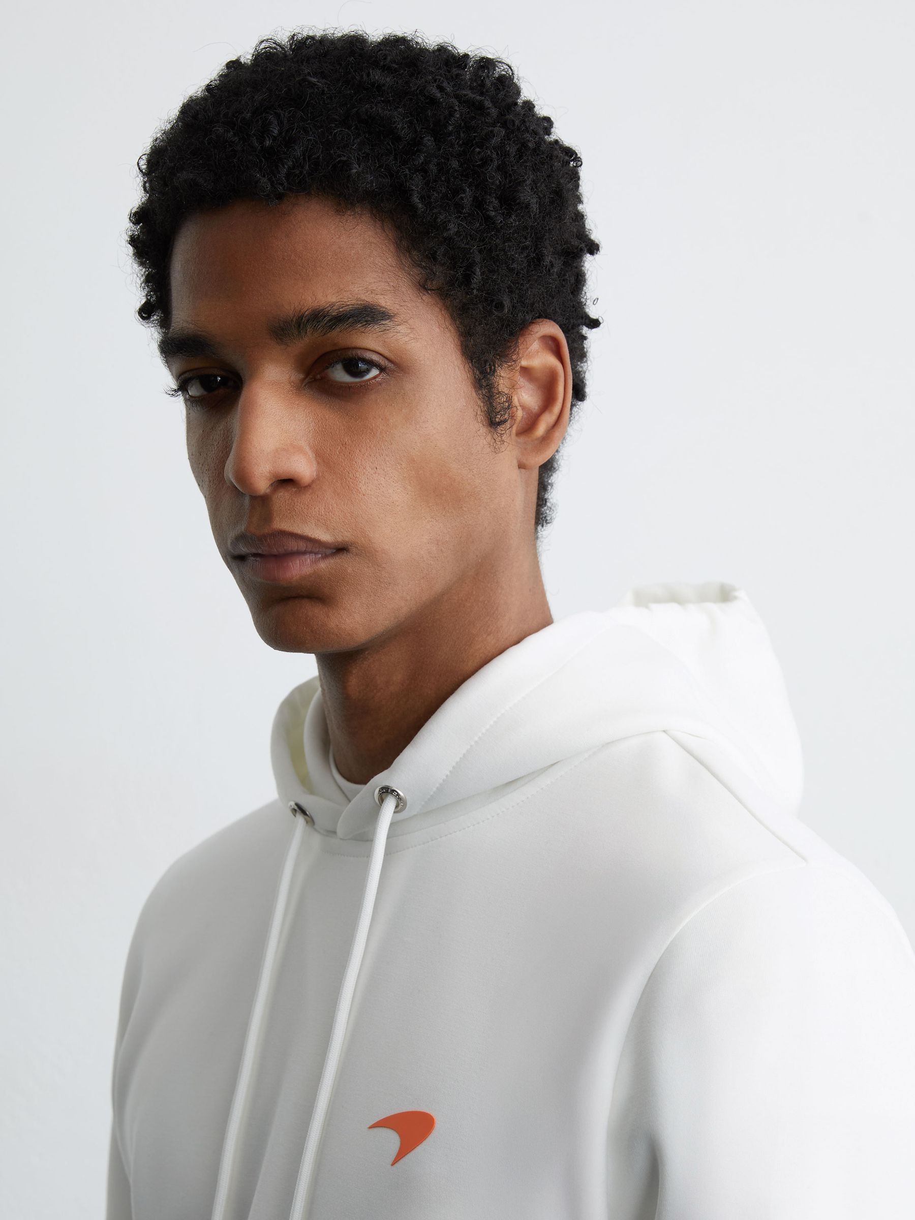 McLaren White Racing Interlock Speedmark Hoodie in White - Image 4 of 8