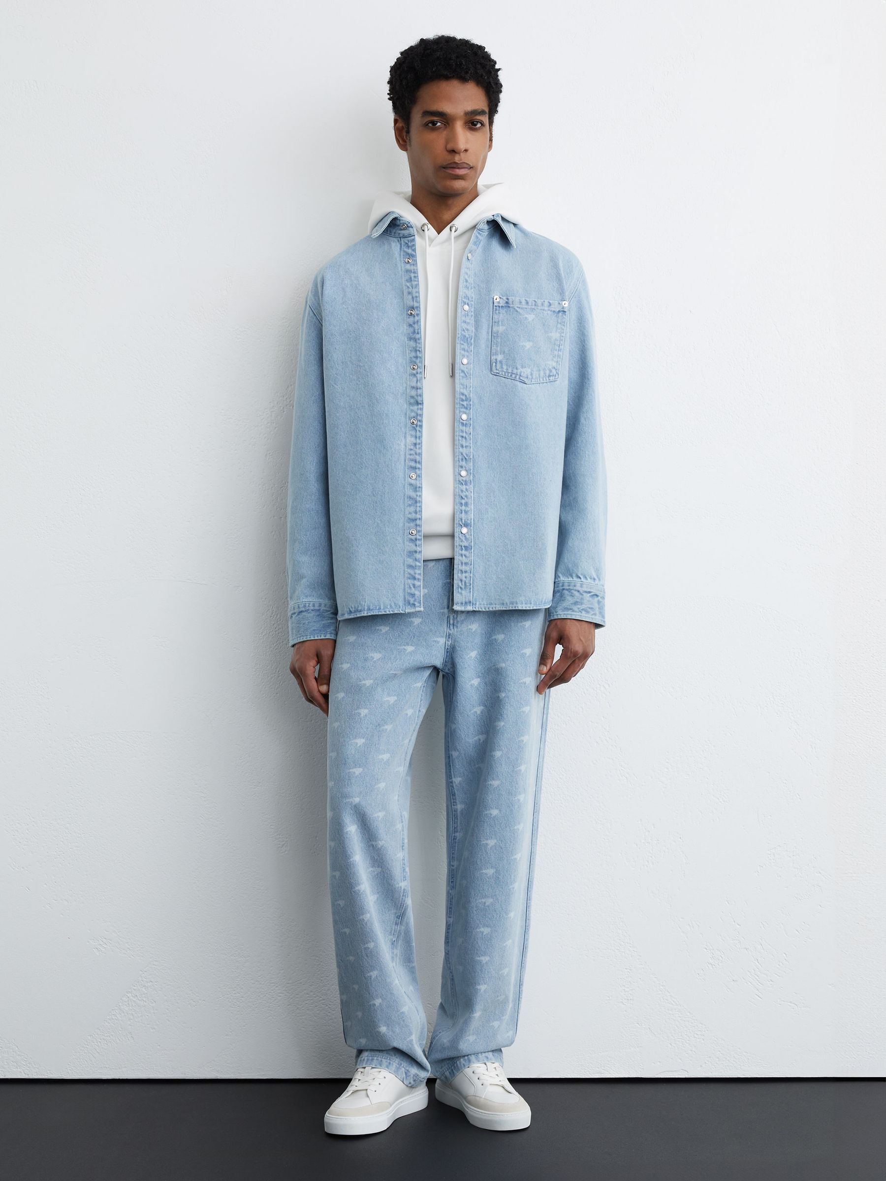 McLaren White Racing Interlock Speedmark Hoodie in White - Image 6 of 8