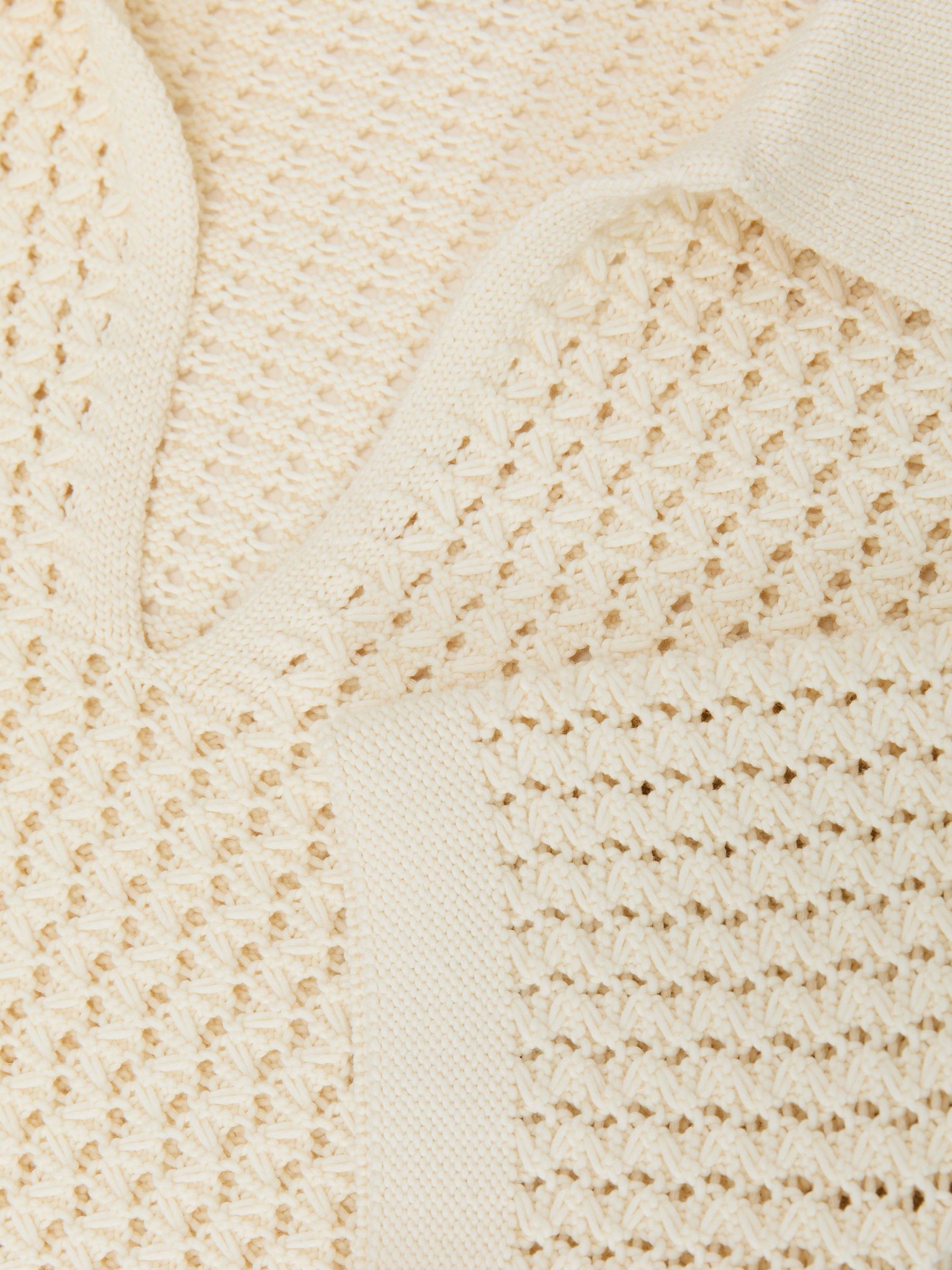 Crochet Open-Collar Polo Shirt in White - image 4