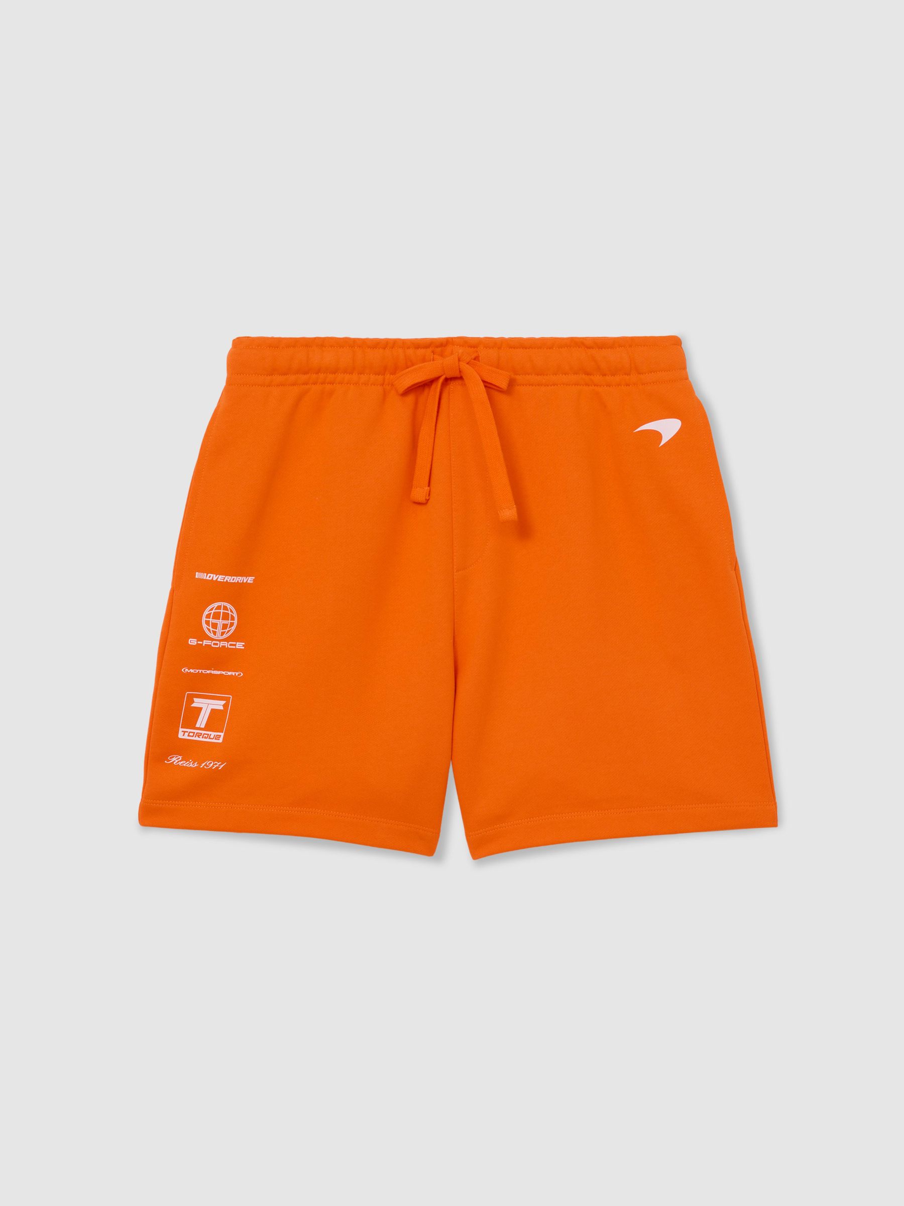 McLaren Racing Motif Drawstring Shorts in Papaya Orange - Image 2 of 7