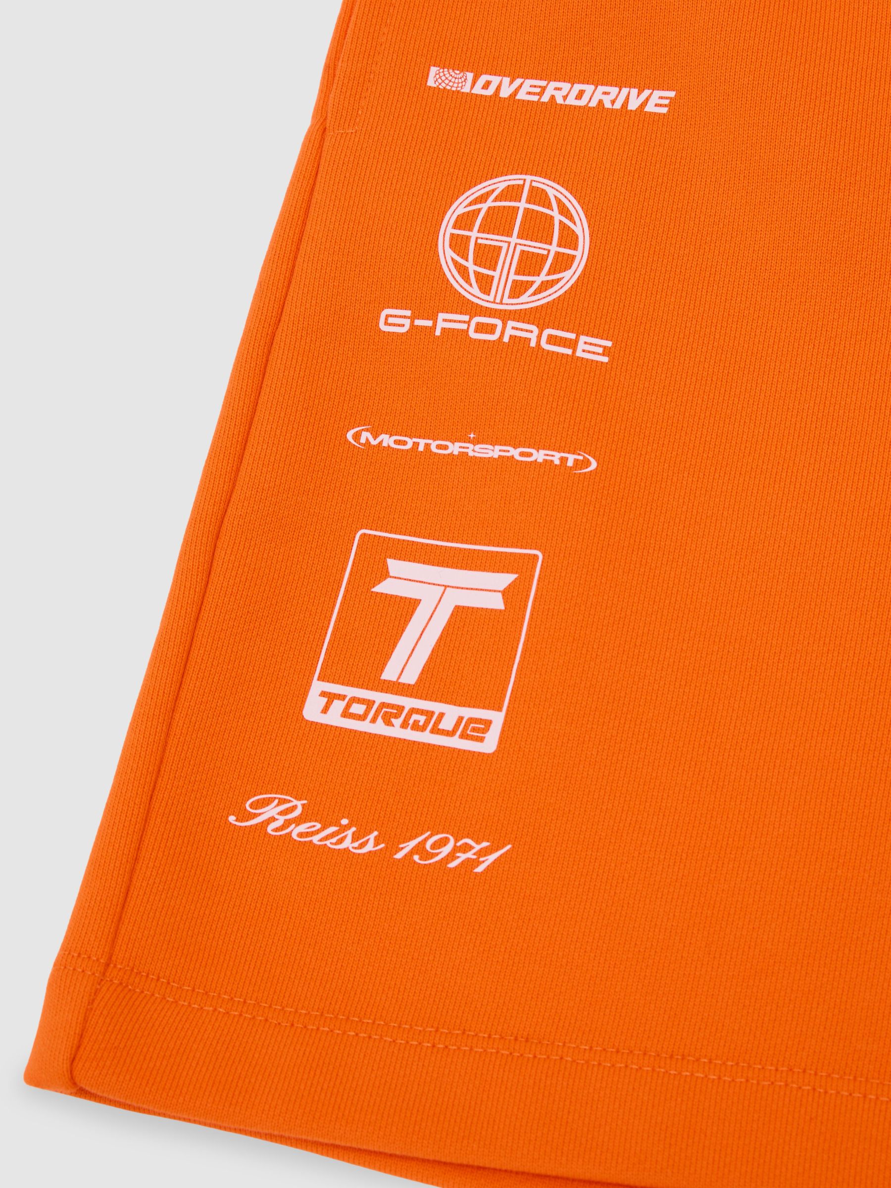 McLaren Racing Motif Drawstring Shorts in Papaya Orange - Image 6 of 7