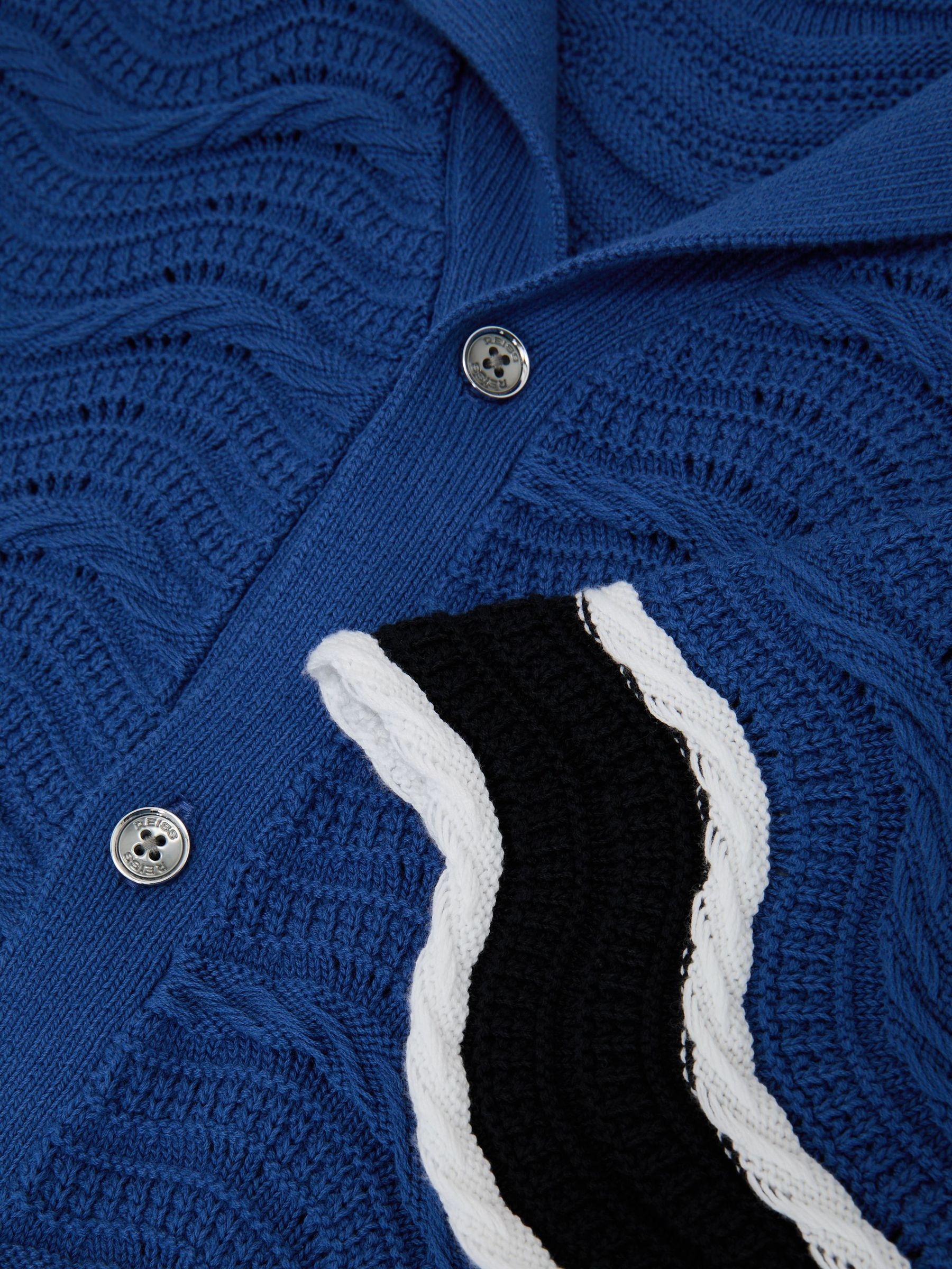 Cotton-Blend Wave-Knit Tipped Shirt in Blue - image 4