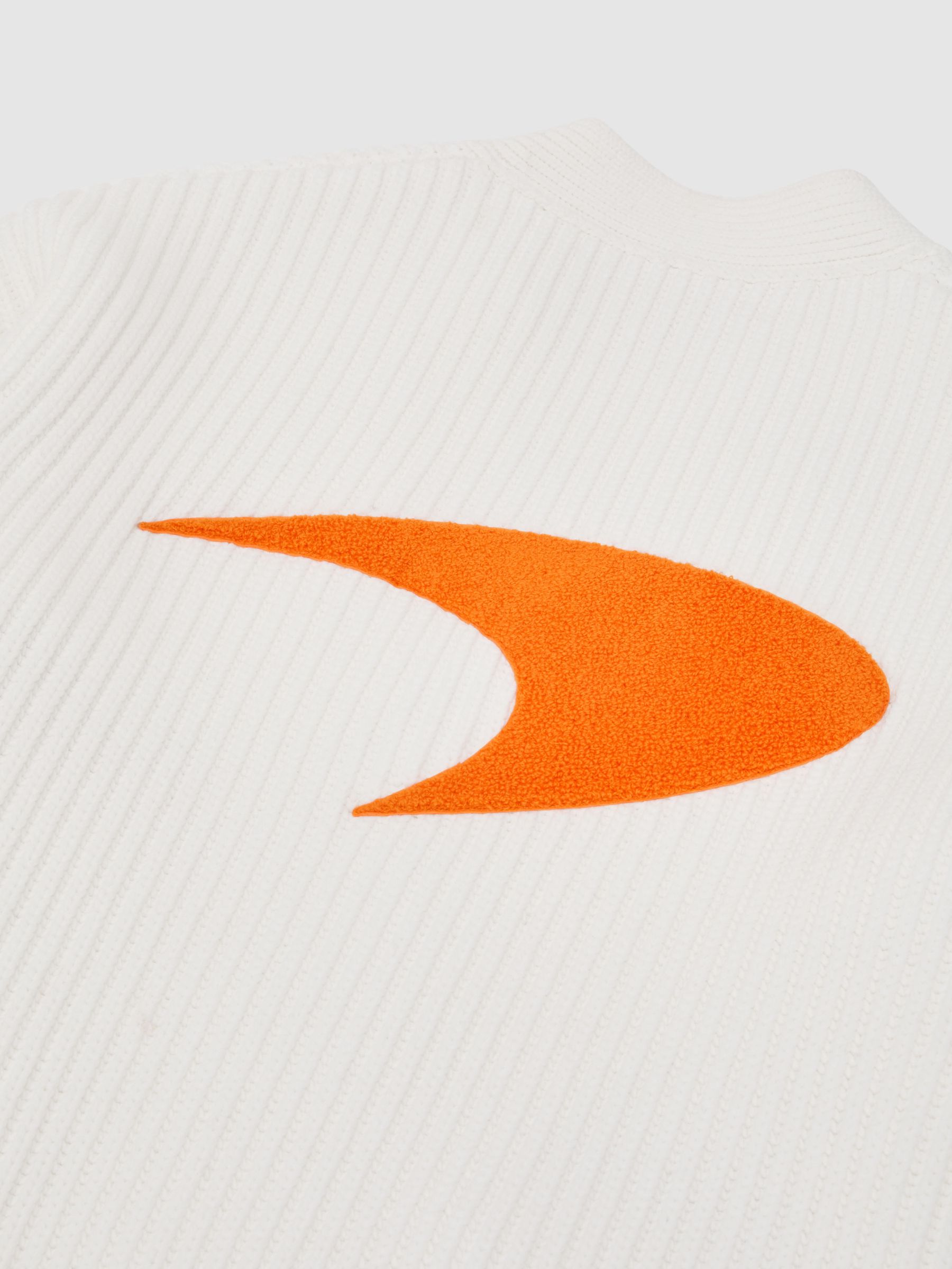 McLaren Racing Embroidered Rib-Knit Cardigan in White - Image 6 of 6