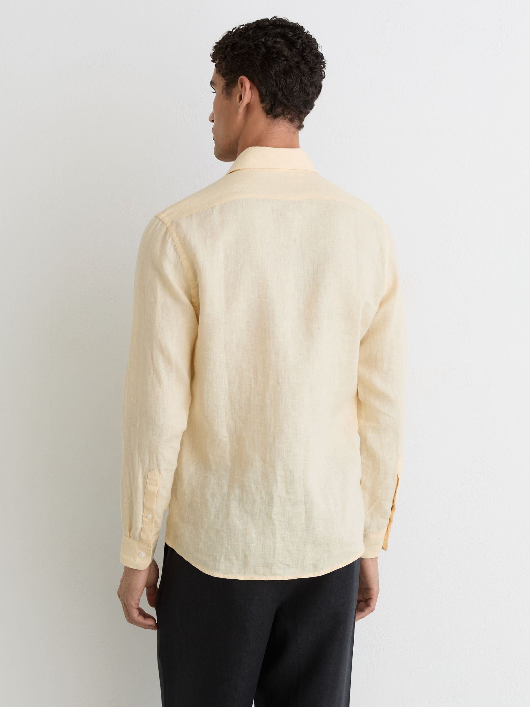 Linen Cutaway-Collar Regular-Fit Shirt in Buttermilk Yellow - image 5