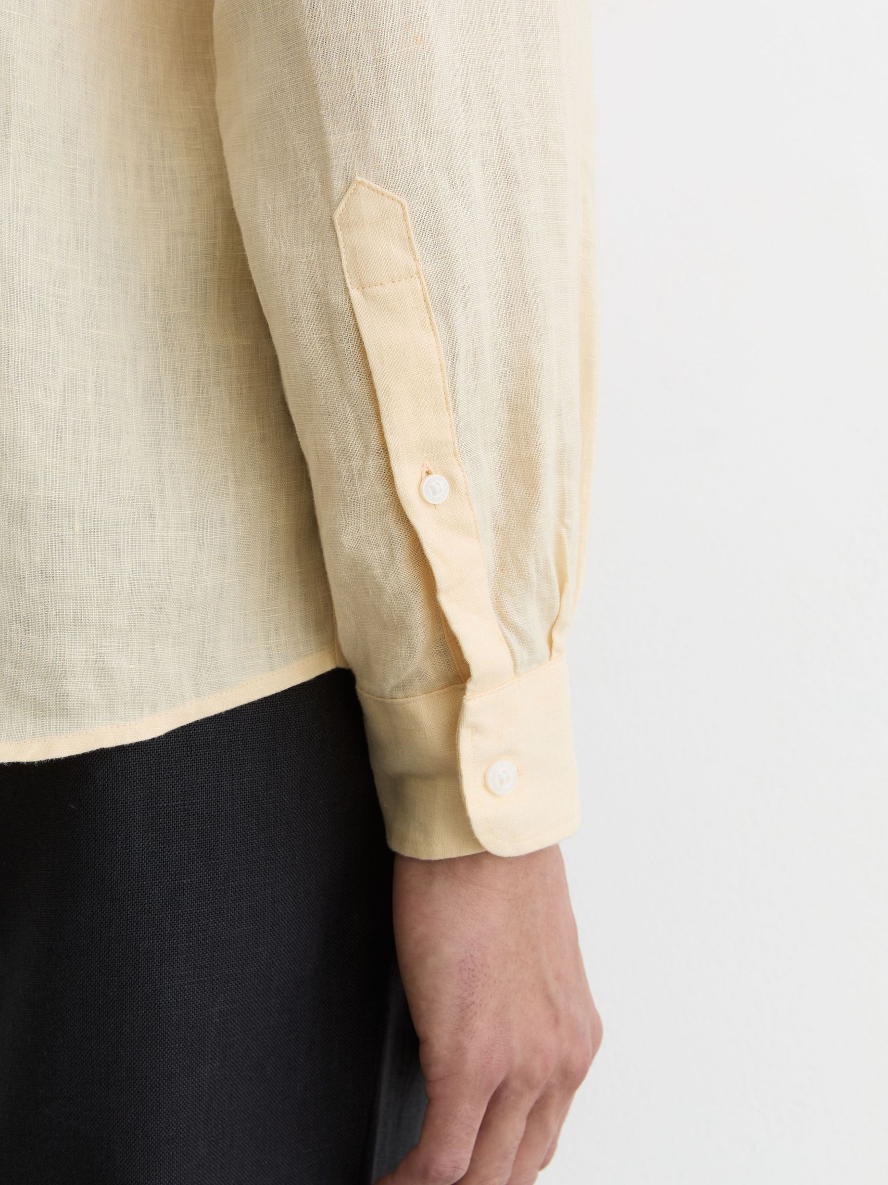Linen Cutaway-Collar Regular-Fit Shirt in Buttermilk Yellow - Image 6 of 7