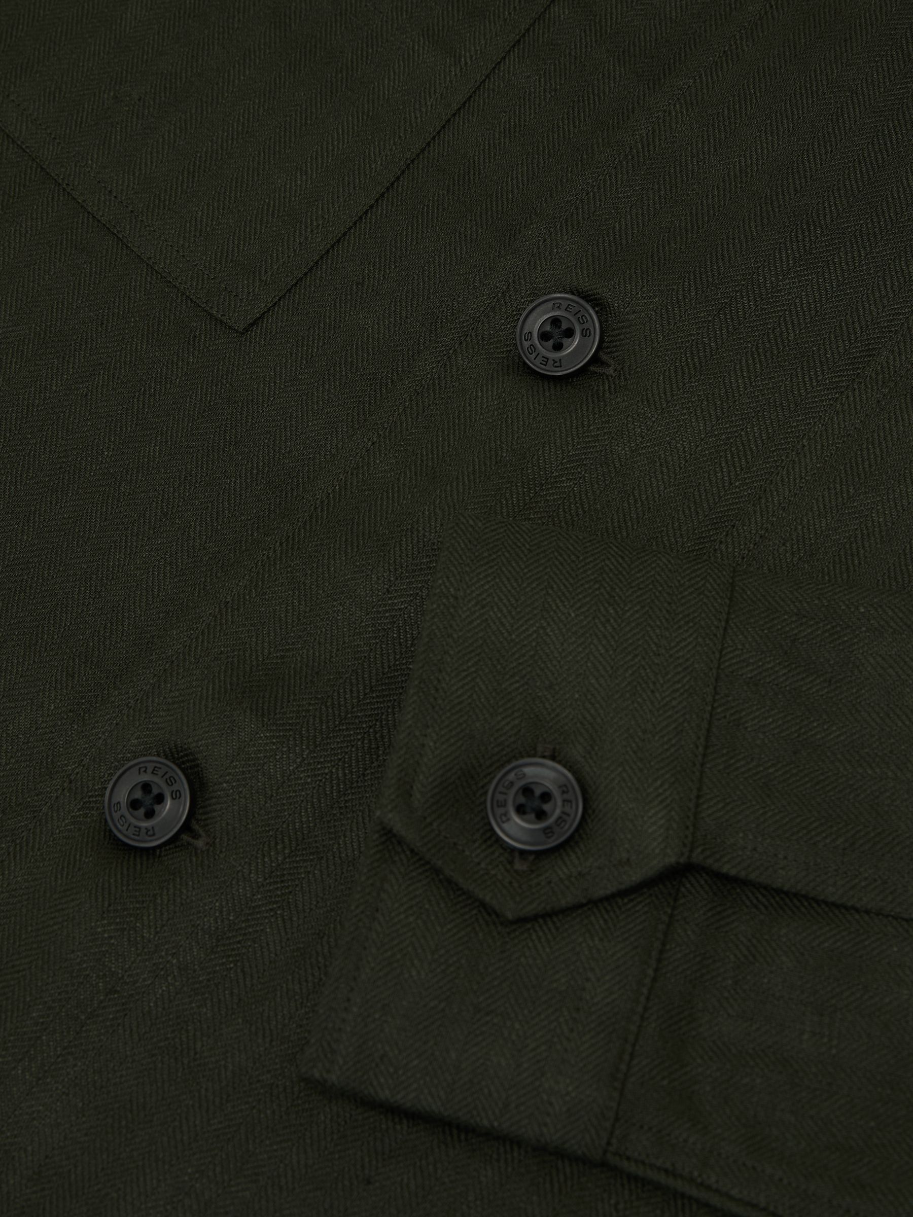 Linen Herringbone-Stripe Regular-Fit Shirt in Midnight Green - image 3