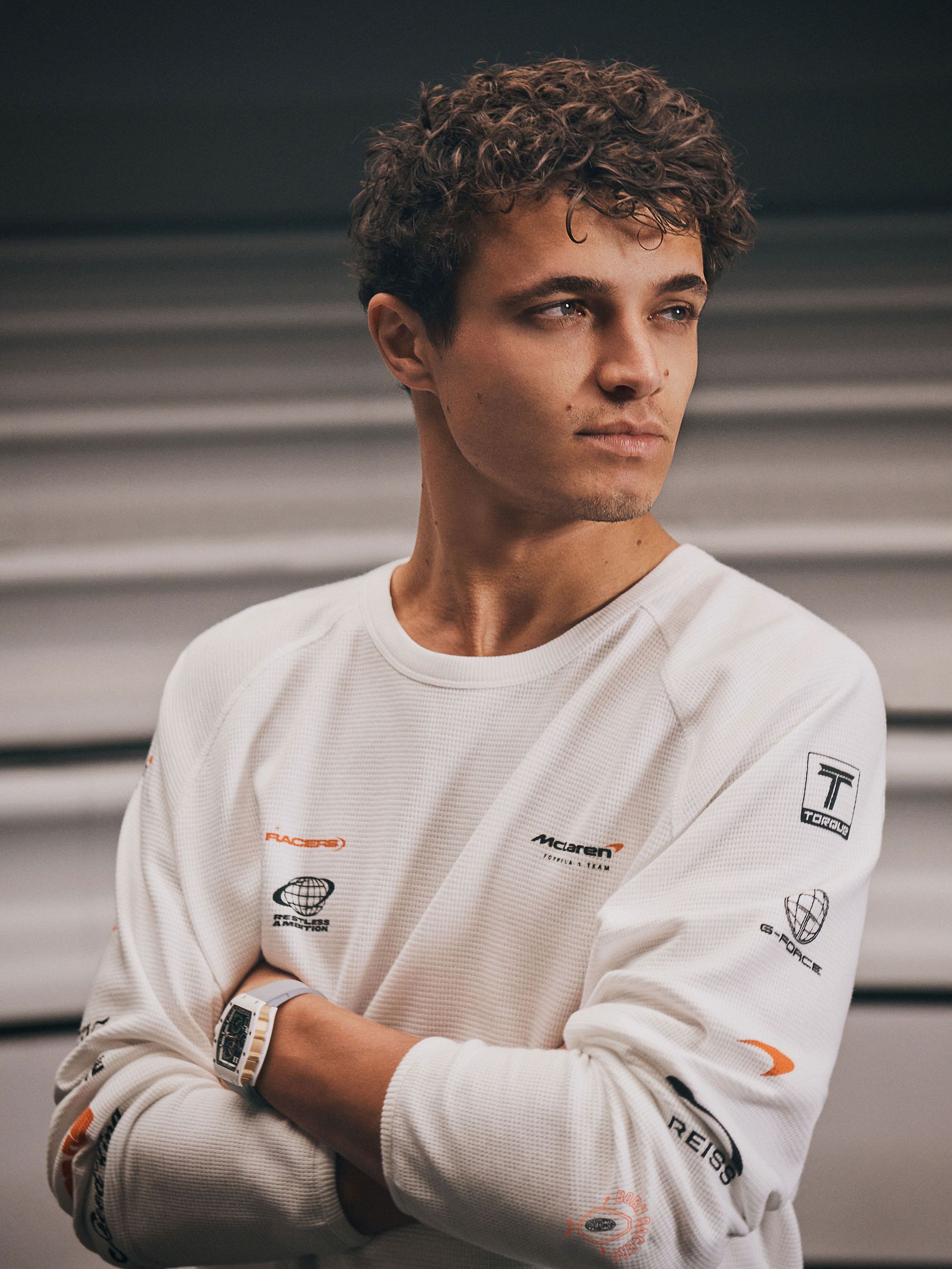 McLaren Racing Relaxed Waffle T-Shirt Unisex-Fit in White - Image 1 of 11