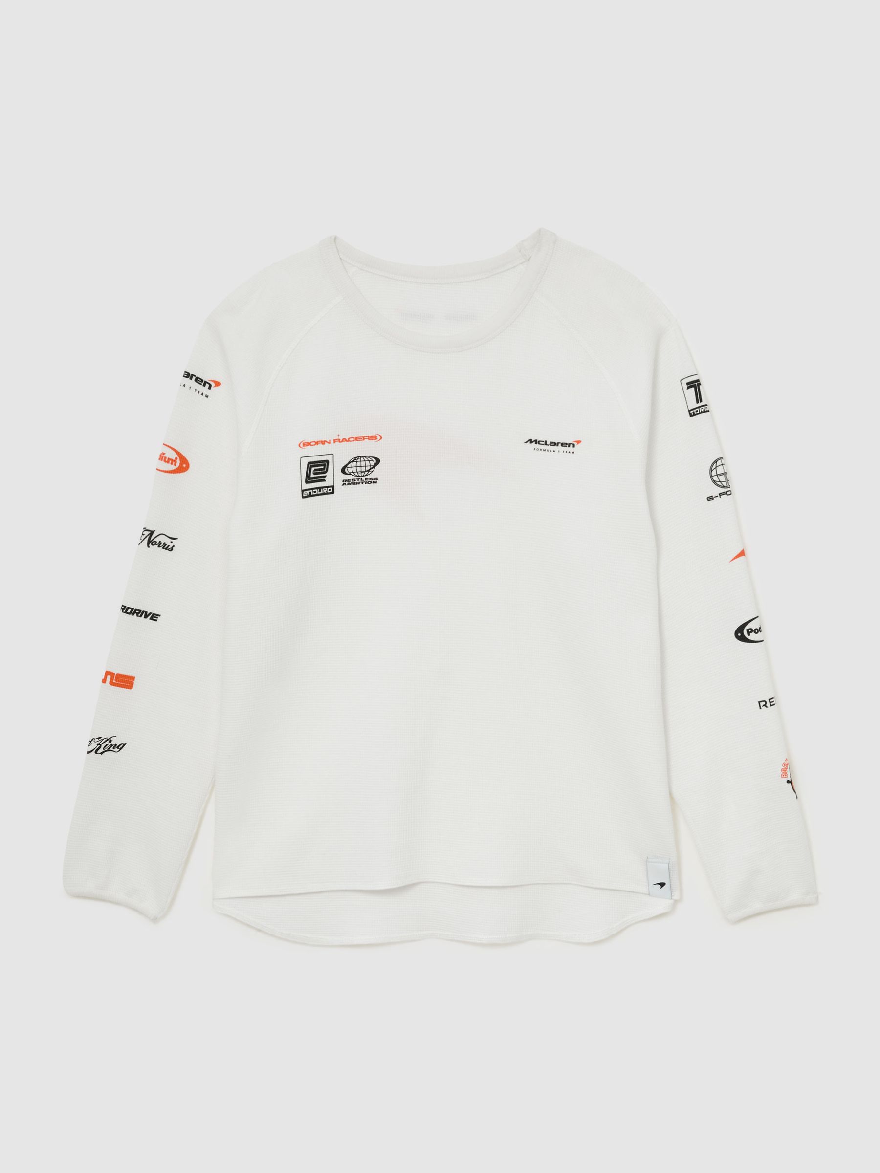 McLaren Racing Relaxed Waffle T-Shirt Unisex-Fit in White - Image 2 of 11