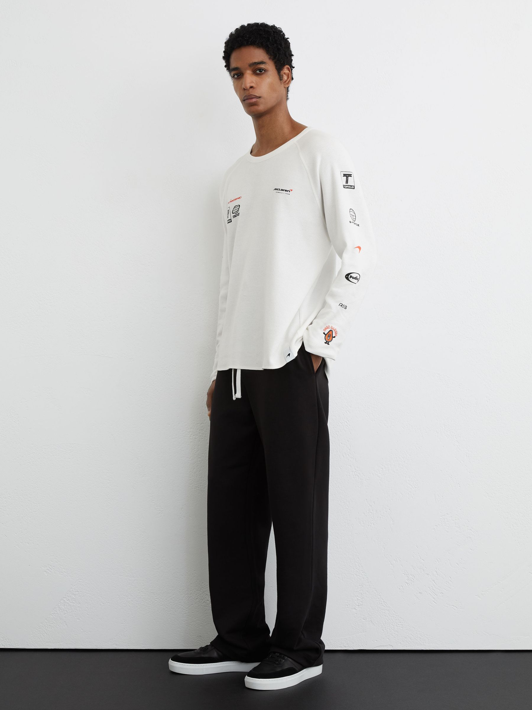 McLaren Racing Relaxed Waffle T-Shirt Unisex-Fit in White - Image 3 of 11