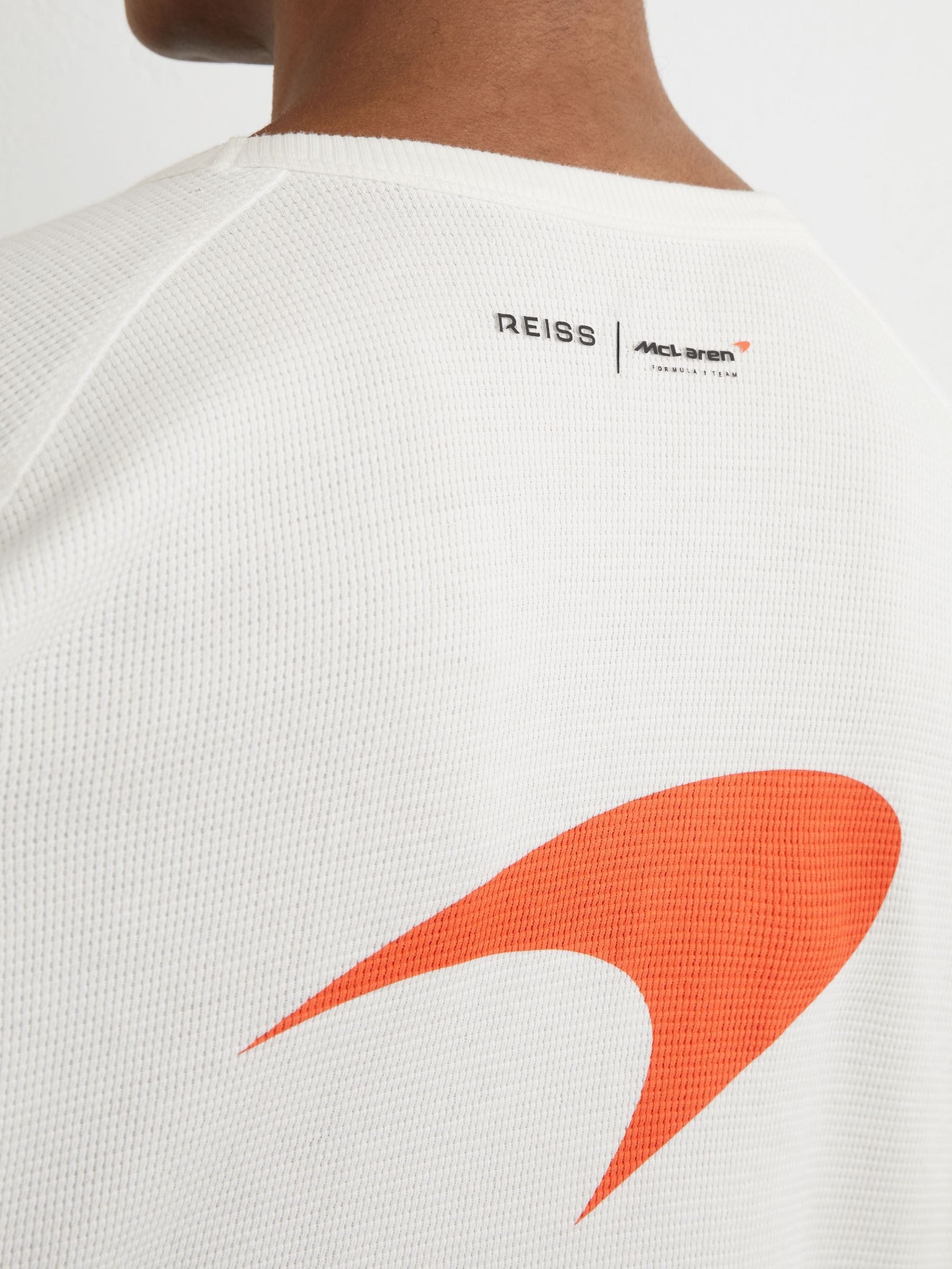 McLaren Racing Relaxed Waffle T-Shirt Unisex-Fit in White - Image 5 of 11