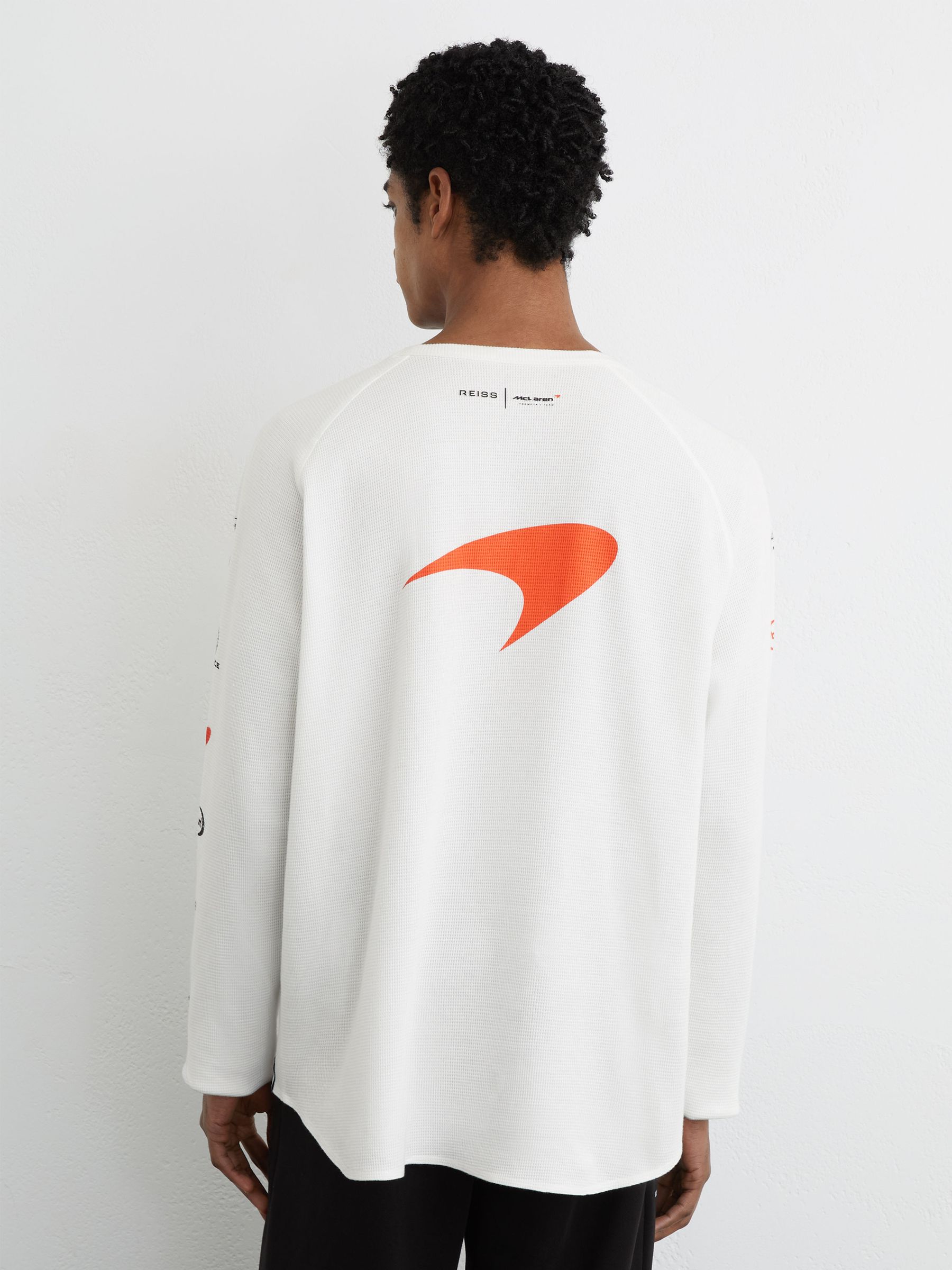 McLaren Racing Relaxed Waffle T-Shirt Unisex-Fit in White - Image 9 of 11