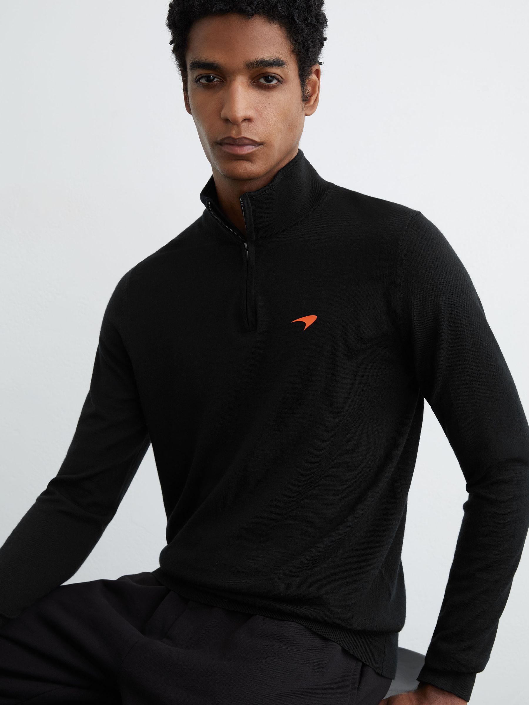 McLaren Racing Merino Wool Half-Zip Jumper in Black - Image 1 of 7 McLaren Racing Merino Wool Half-Zip Jumper in Black - Image 1 of 7