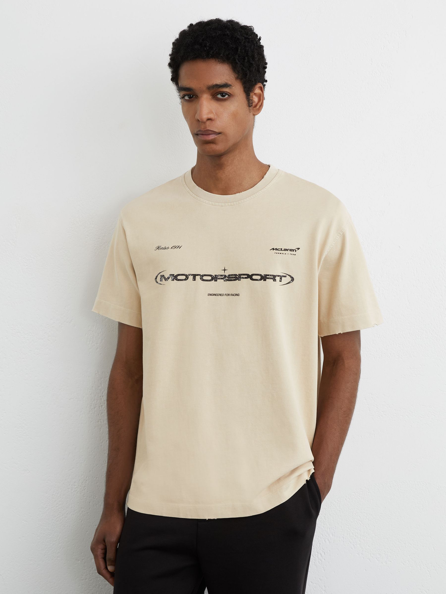 McLaren Racing Motorsport Washed T-Shirt Unisex-Fit in White - Image 1 of 8