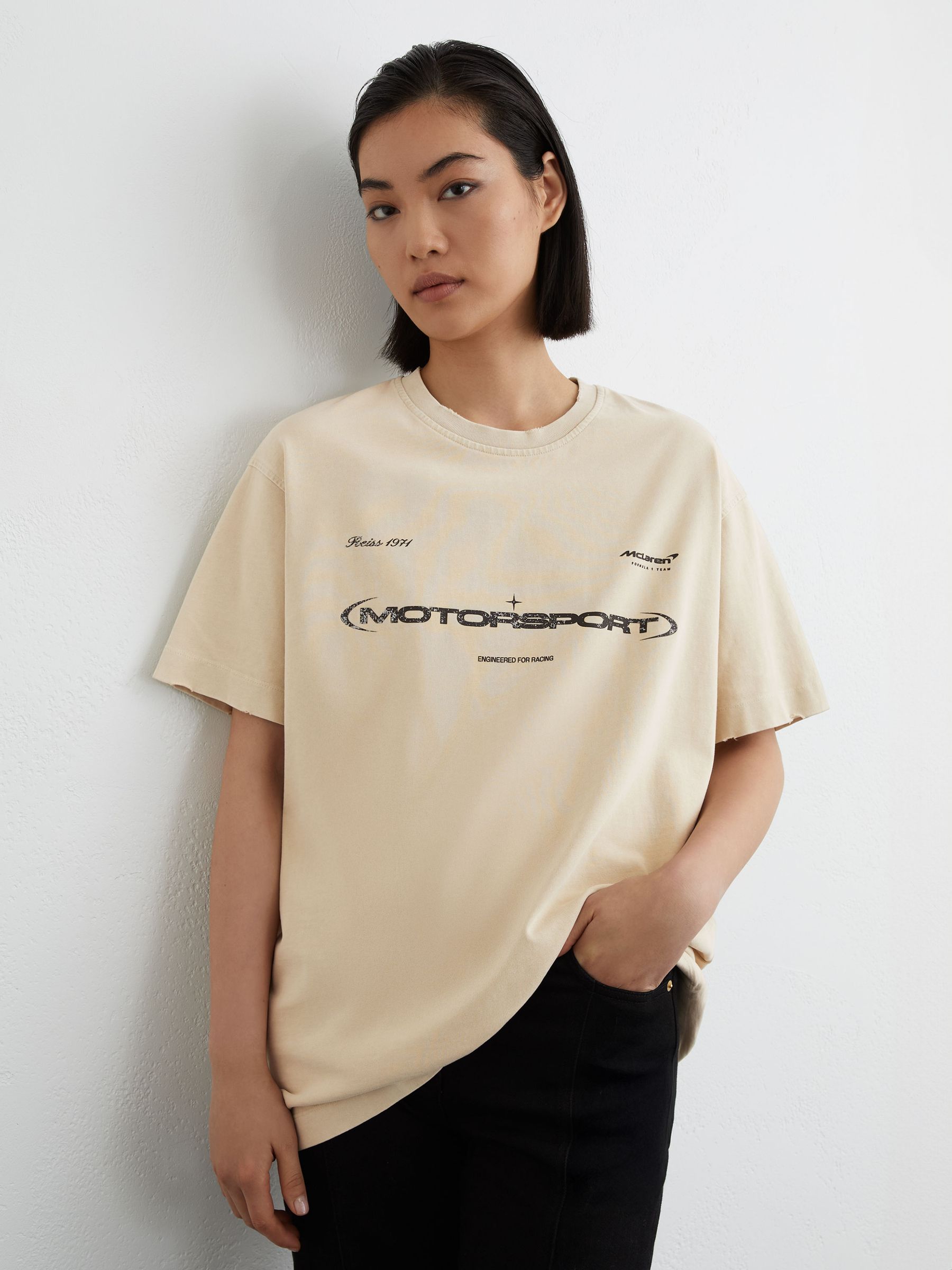 McLaren Racing Motorsport Washed T-Shirt Unisex-Fit in White - Image 5 of 8