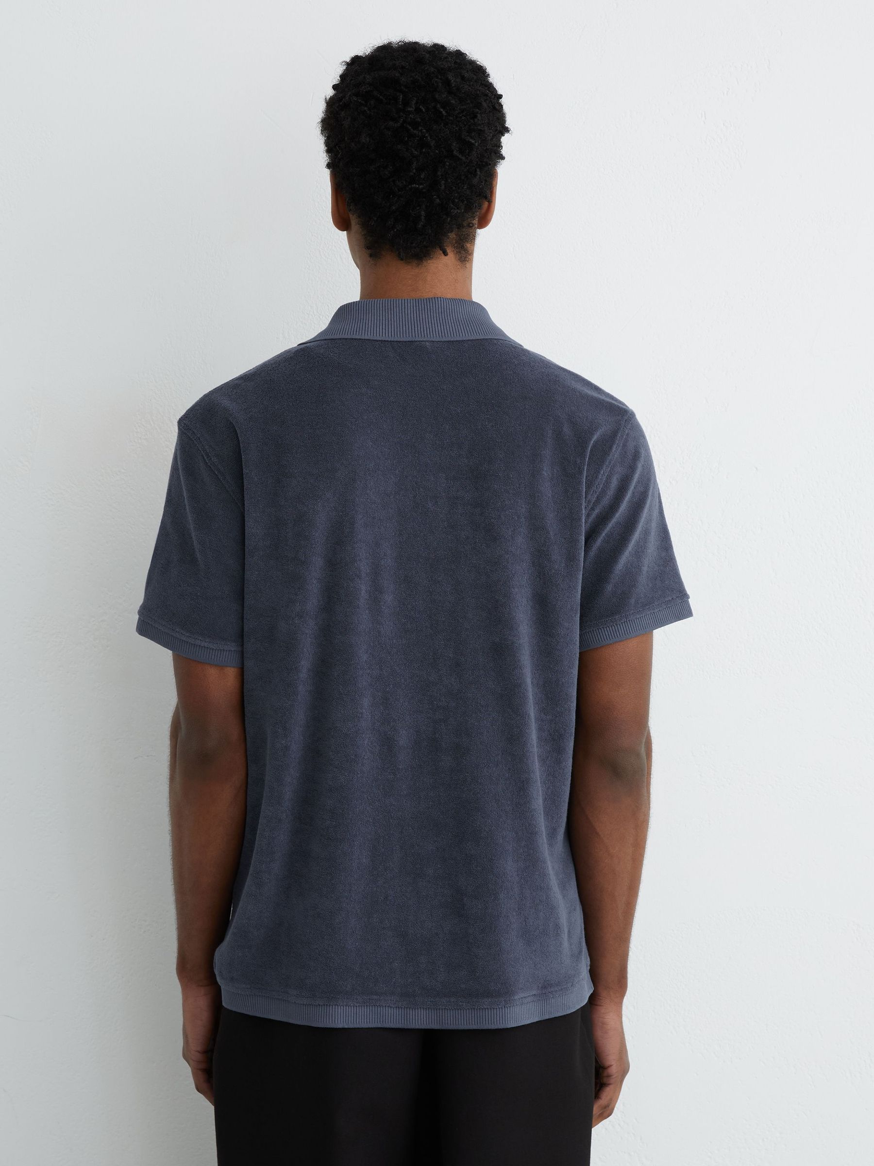 Towelling Short-Sleeve Shirt in Airforce Blue - image 5