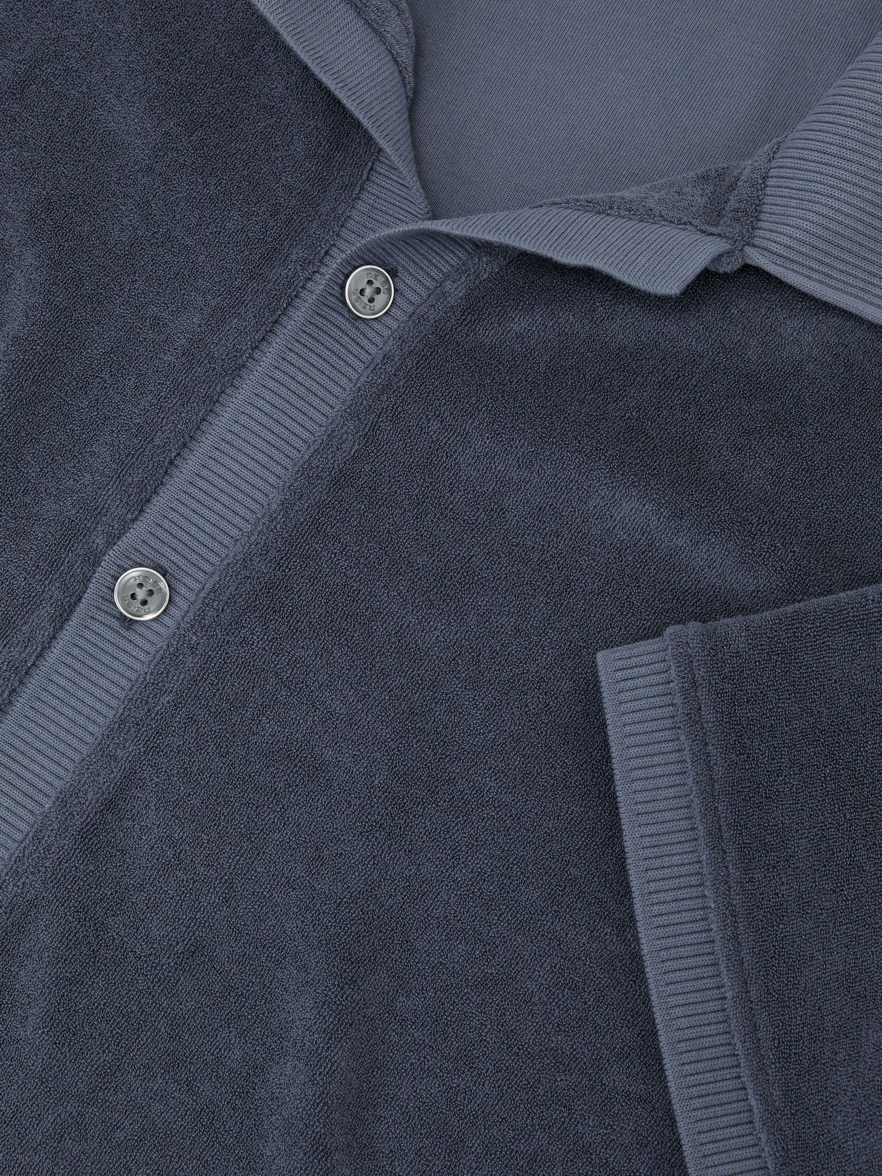 Towelling Short-Sleeve Shirt in Airforce Blue - Image 6 of 6