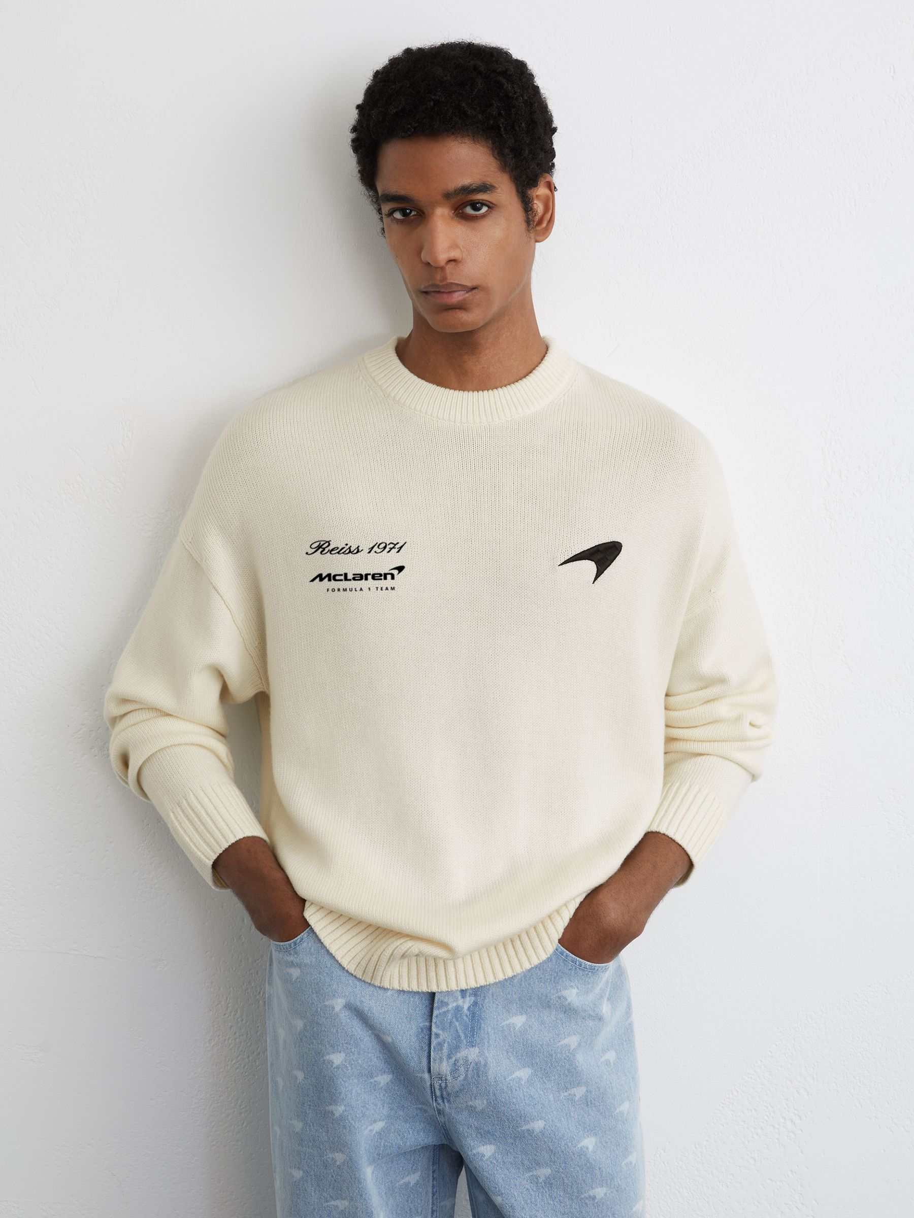 McLaren Off White Racing Merino Motorsport Jumper in Off White - Image 4 of 7