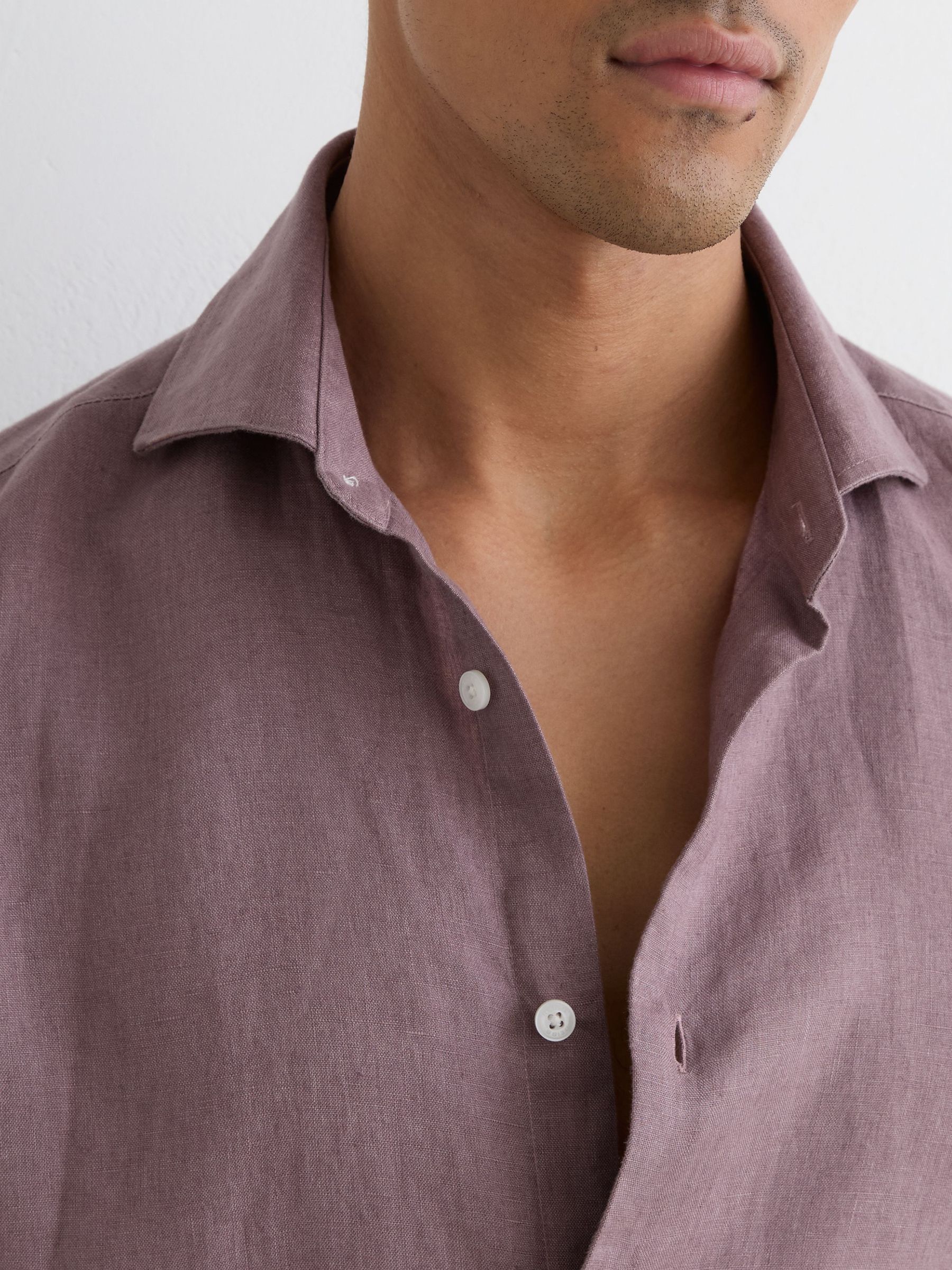 mauve pink dress shirt Hisdern Men's Pink Purple Splicing Dress Shirt For Office Wear S