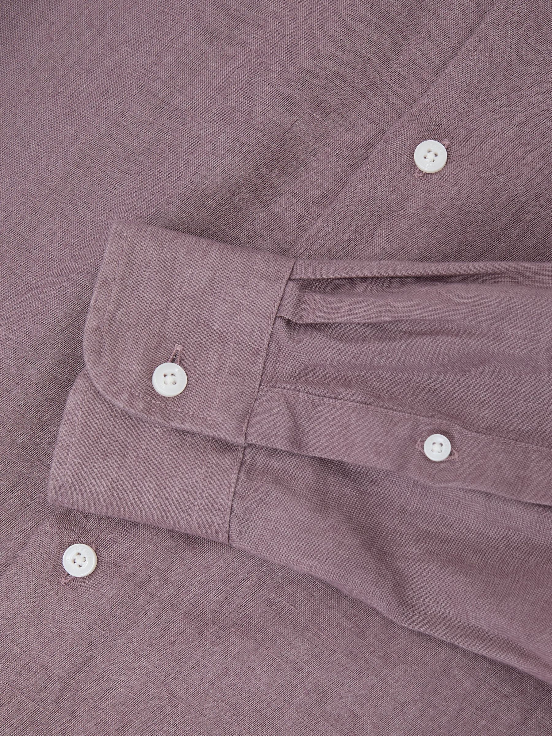 Linen Cutaway-Collar Regular-Fit Shirt in Mauve Pink - Image 9 of 9