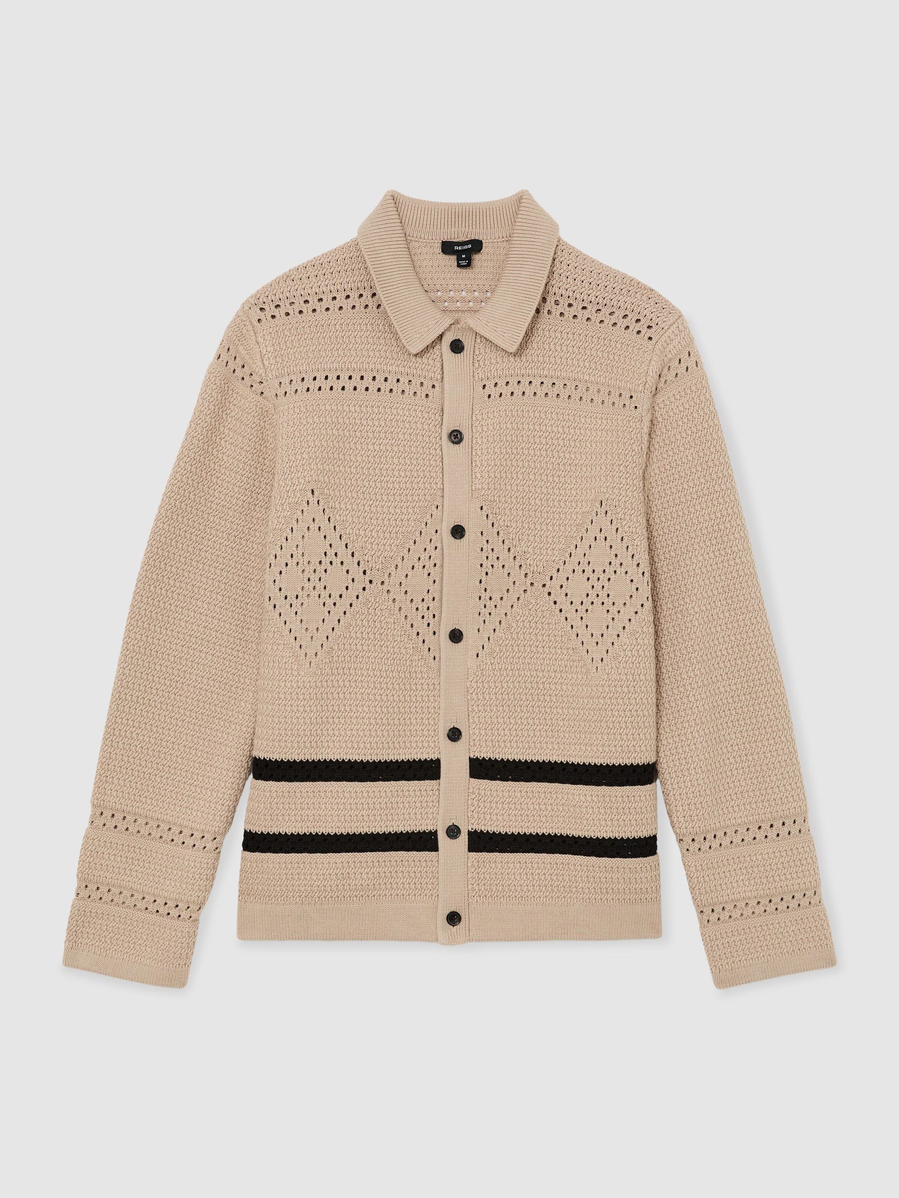 Crochet-Knit Button-Through Jacket in Stone - image 1