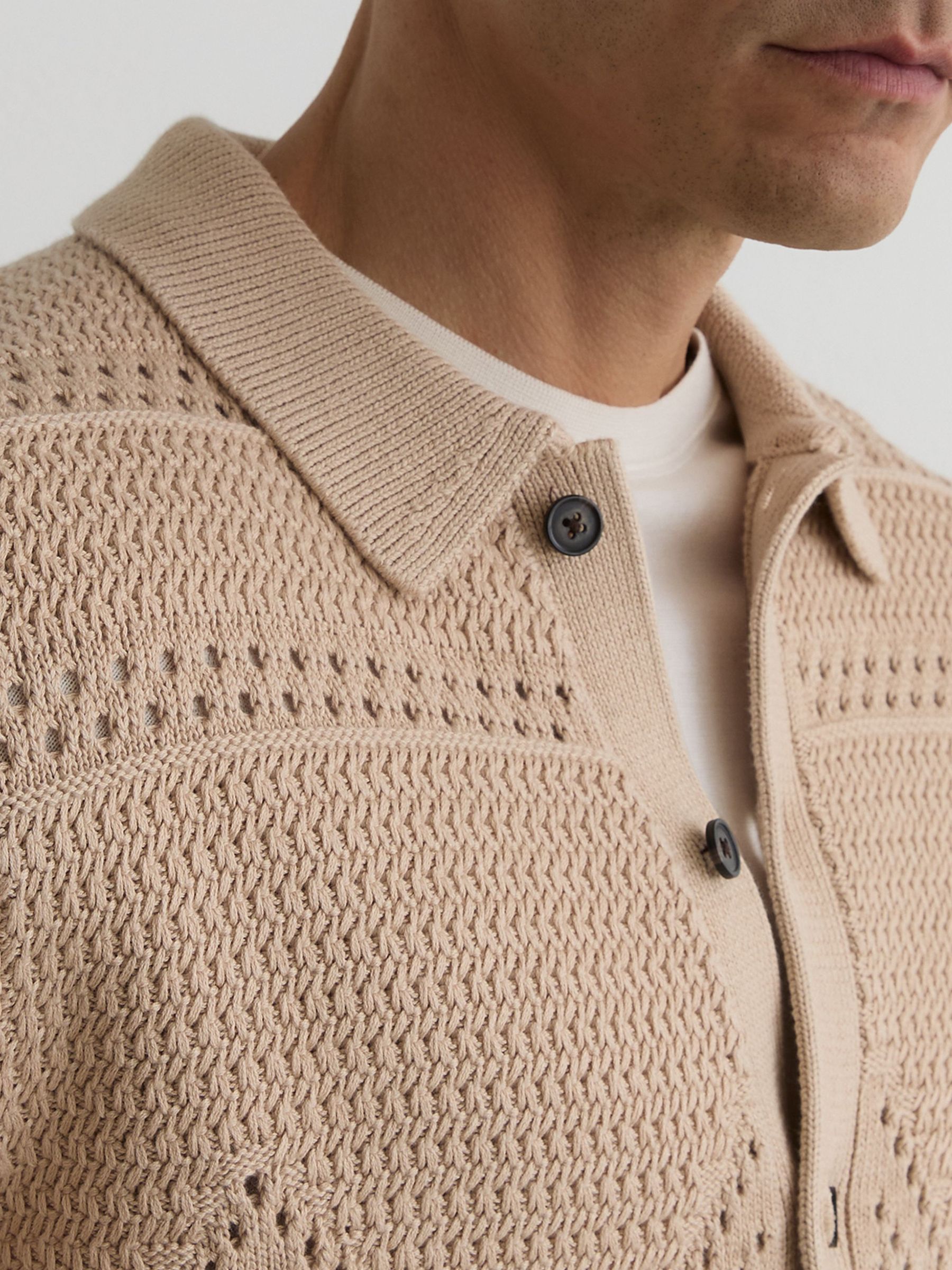 Crochet-Knit Button-Through Jacket in Stone - image 5