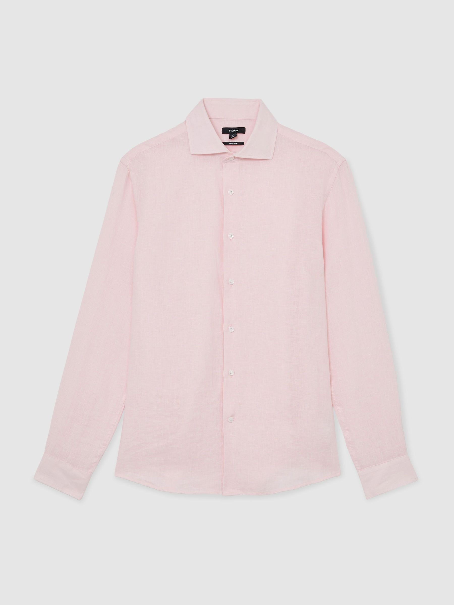 Linen Cutaway-Collar Regular-Fit Shirt in Rose Pink - Image 2 of 6
