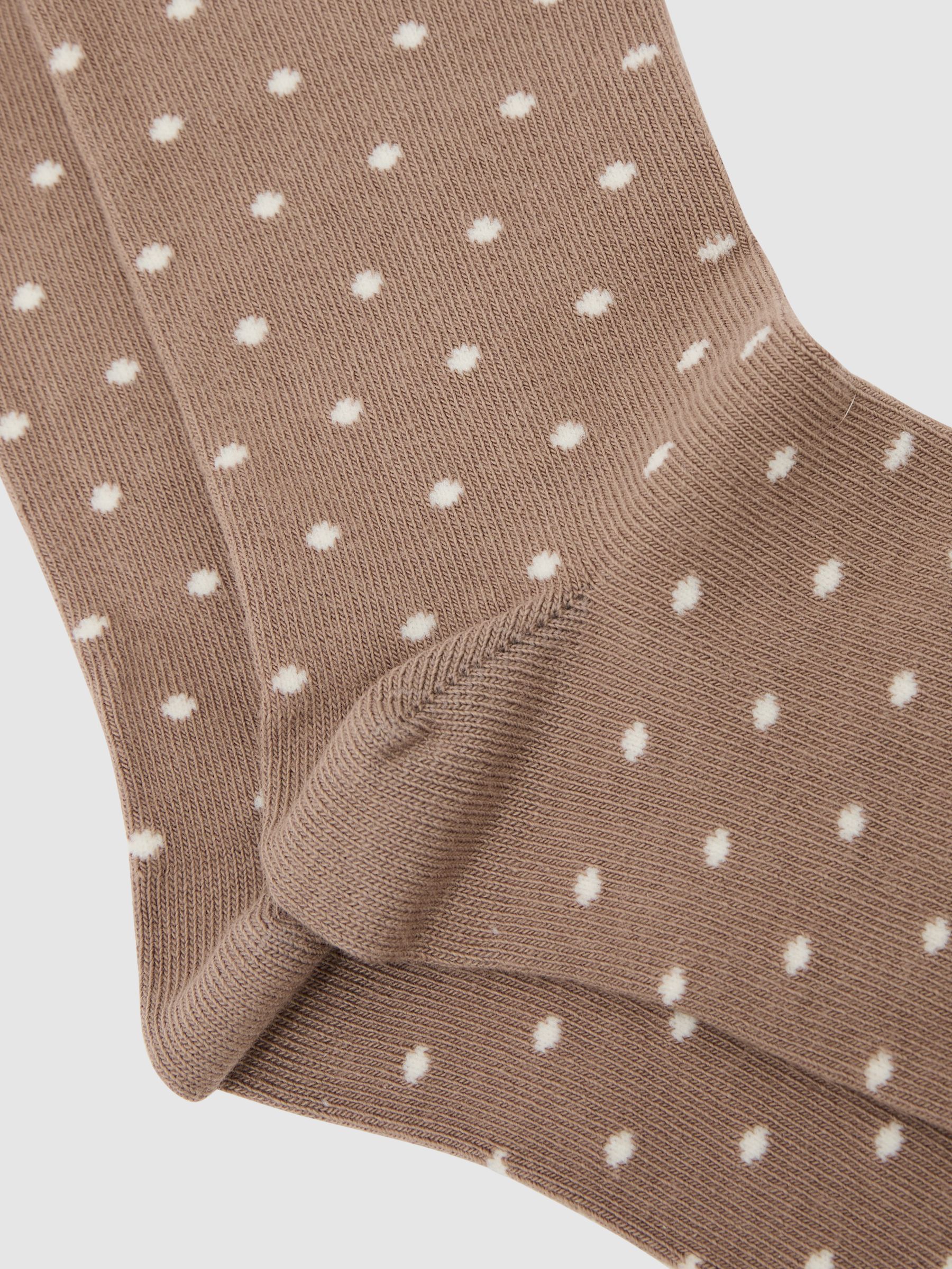 Cotton-Blend Polka-Dot Socks in Neutral - Image 2 of 3