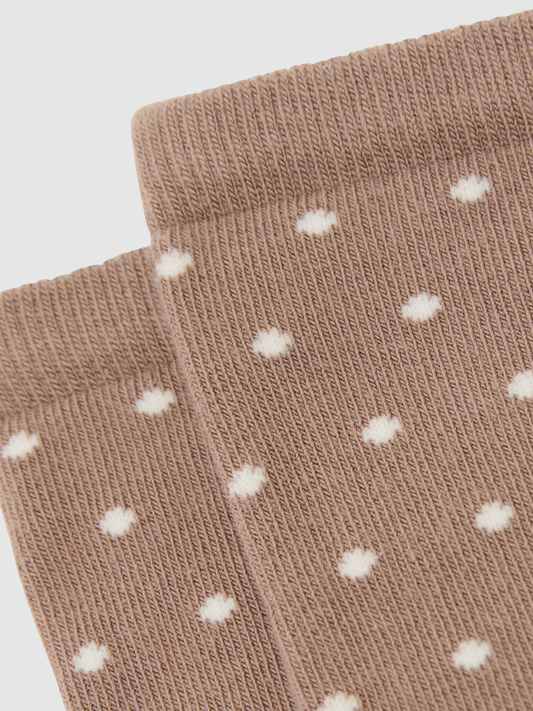 Cotton-Blend Polka-Dot Socks in Neutral - Image 3 of 3