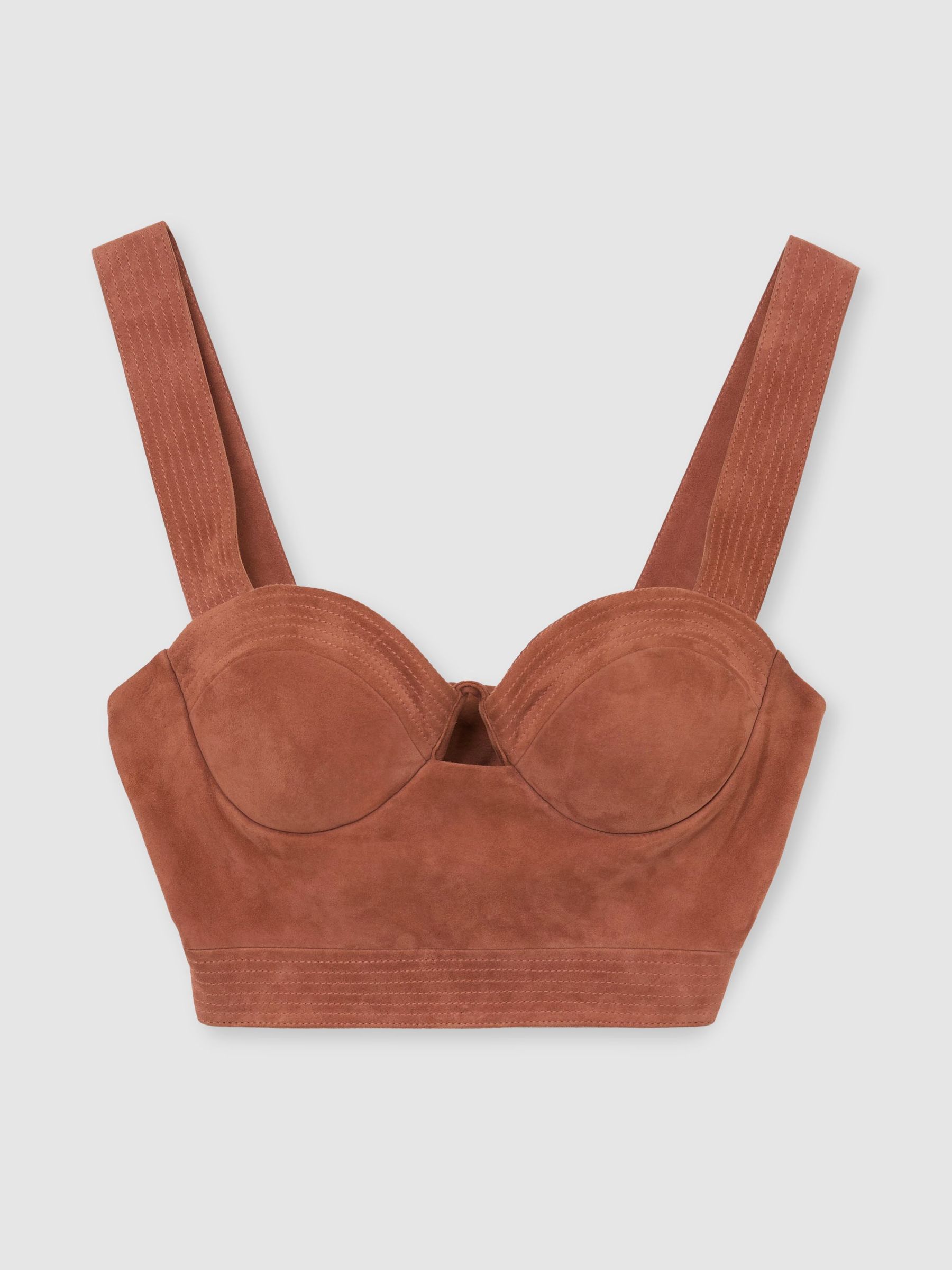 Atelier Suede Bustier Top in Rust - Image 2 of 6