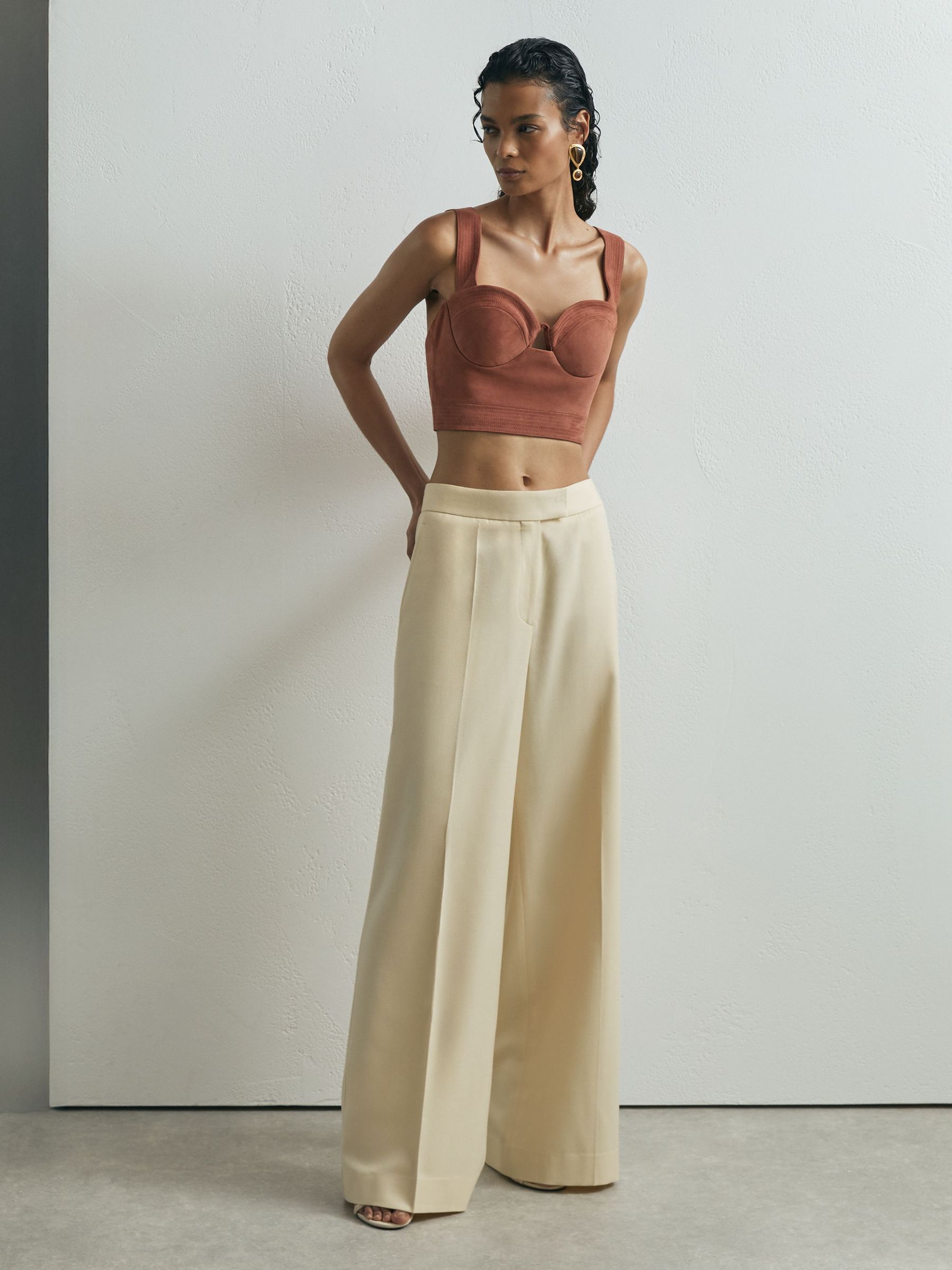 Atelier Suede Bustier Top in Rust - Image 3 of 6