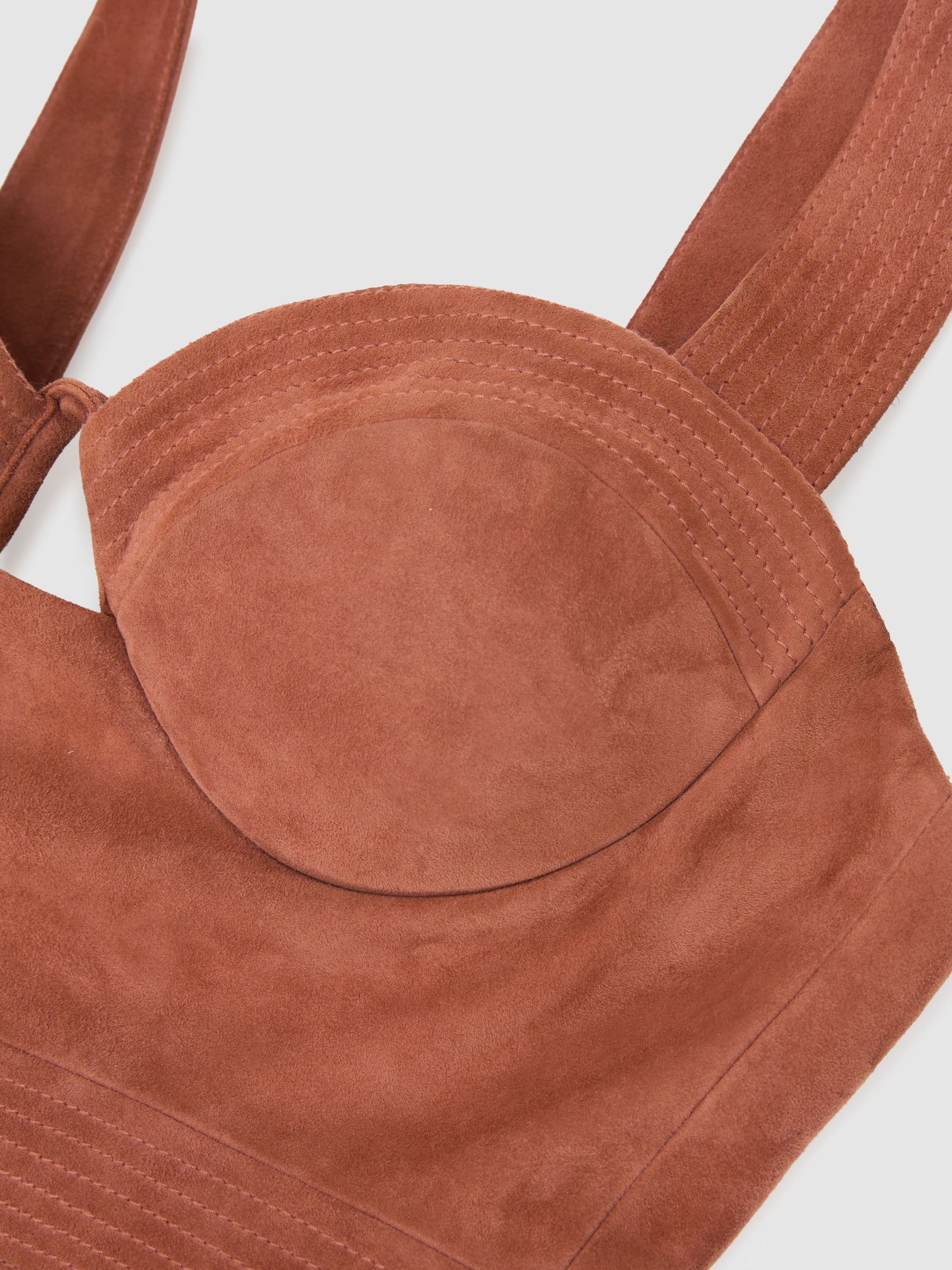 Atelier Suede Bustier Top in Rust - Image 6 of 6