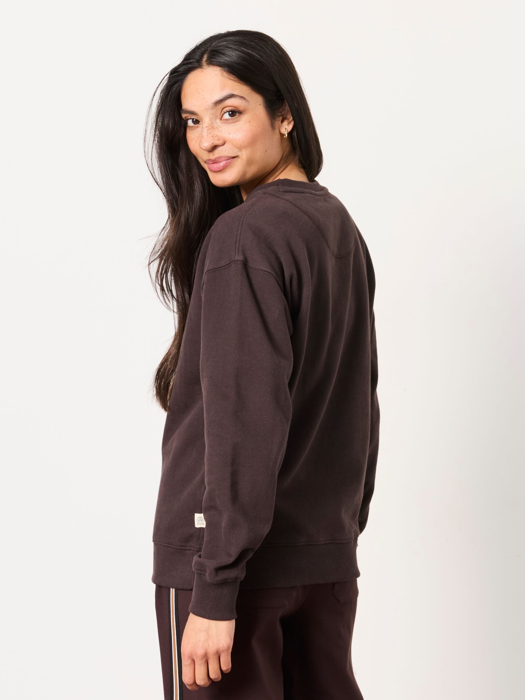 Crew Sweat Top in Chocolate Brown - Image 2 of 6 Crew Sweat Top in Chocolate Brown - Image 2 of 6