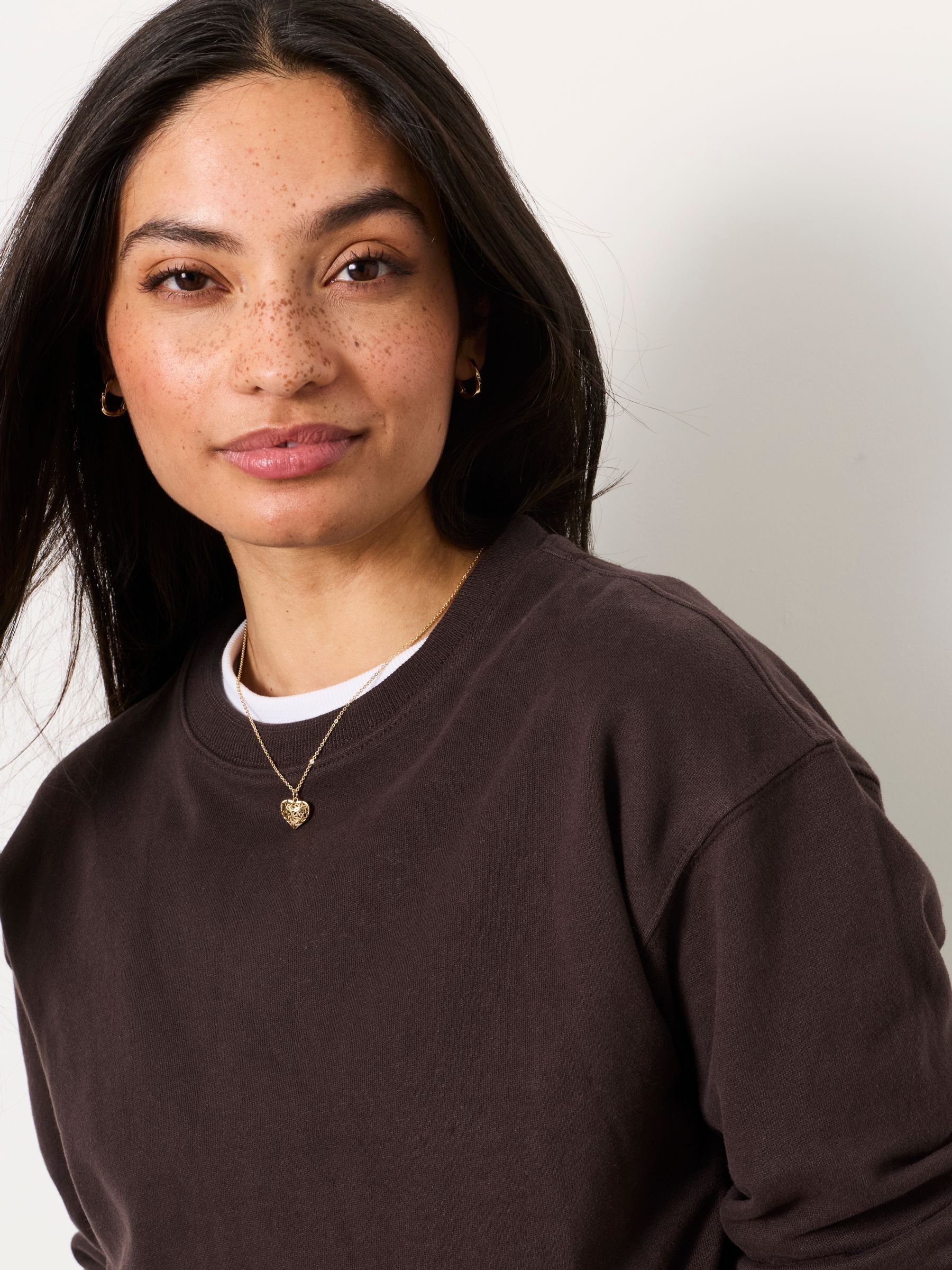 Crew Sweat Top in Chocolate Brown - Image 3 of 6
