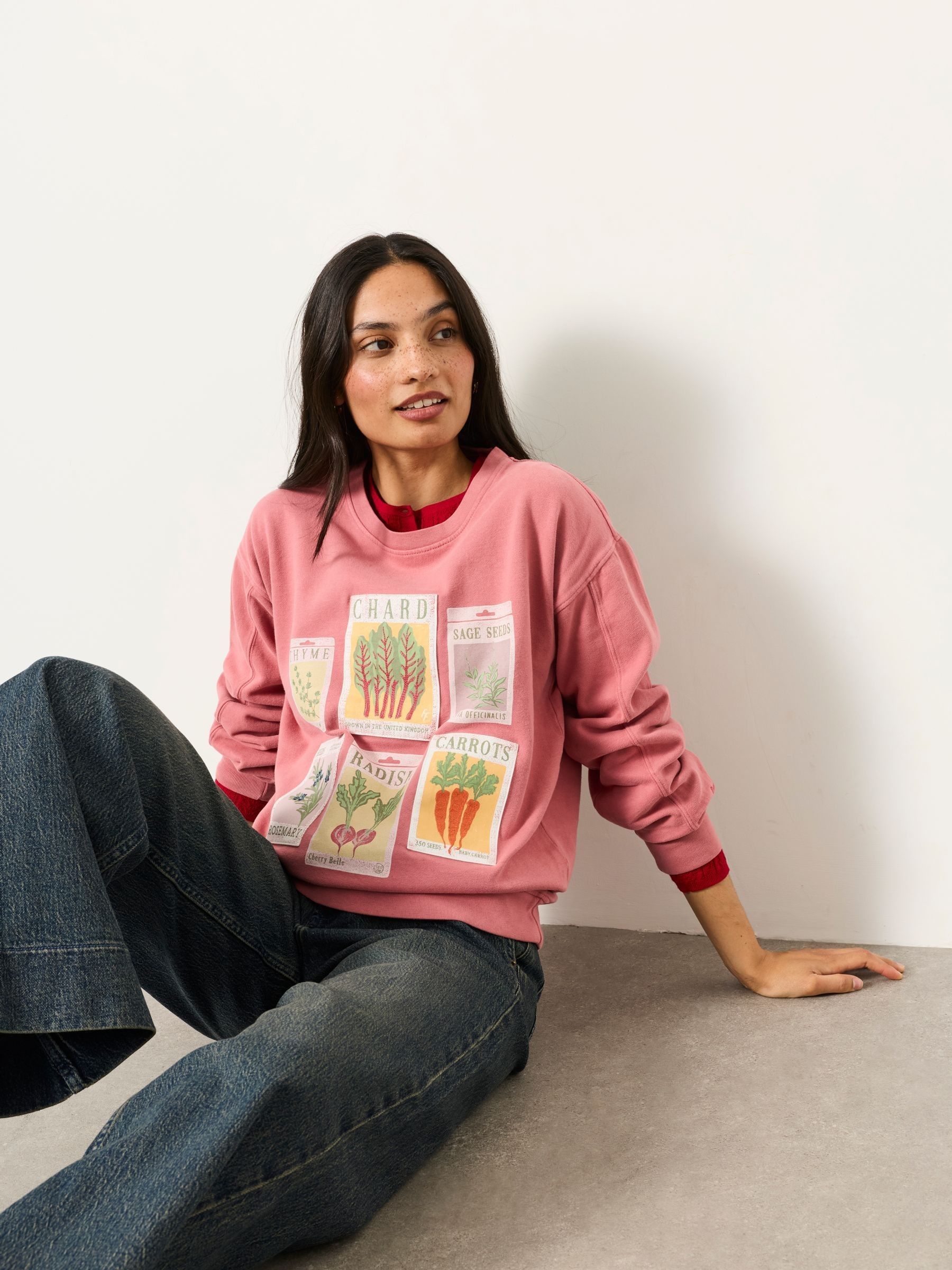 Alex Pink Seed Packet Graphic Crew Sweat Top - Image 1 of 6