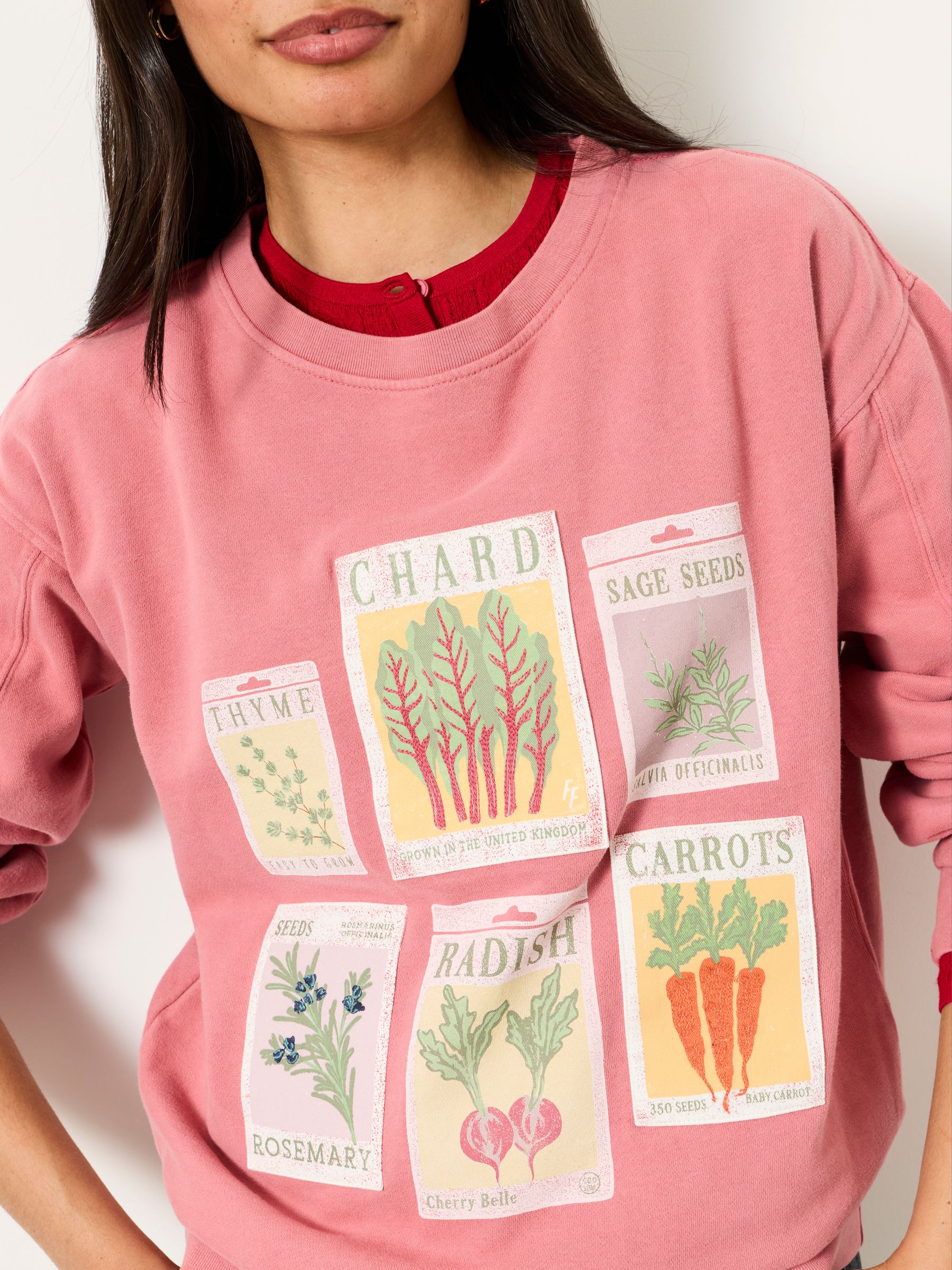 Alex Pink Seed Packet Graphic Crew Sweat Top - Image 5 of 6