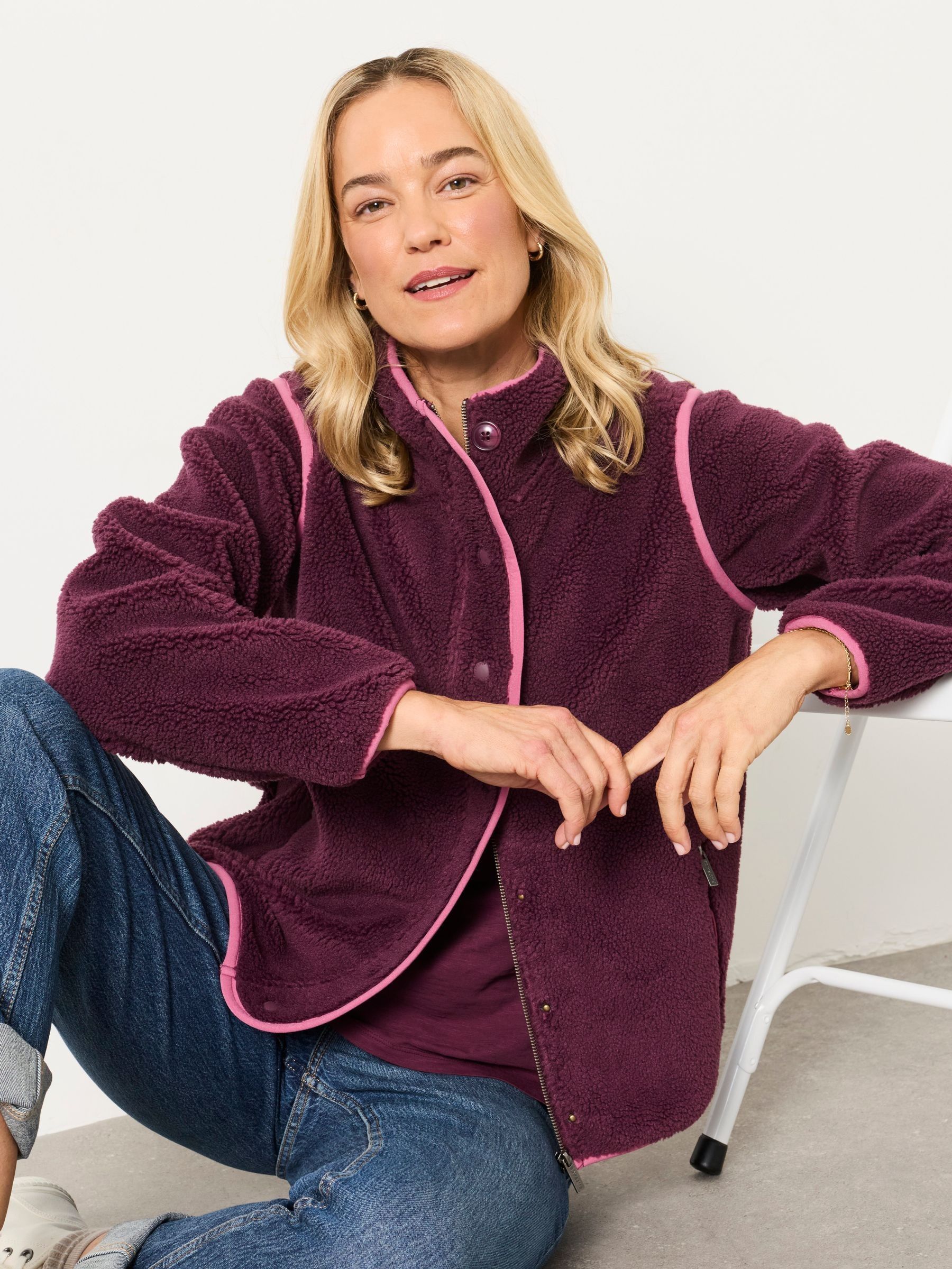 Ellie Burgundy Red Bomber Zip Through Fleece - Image 1 of 6