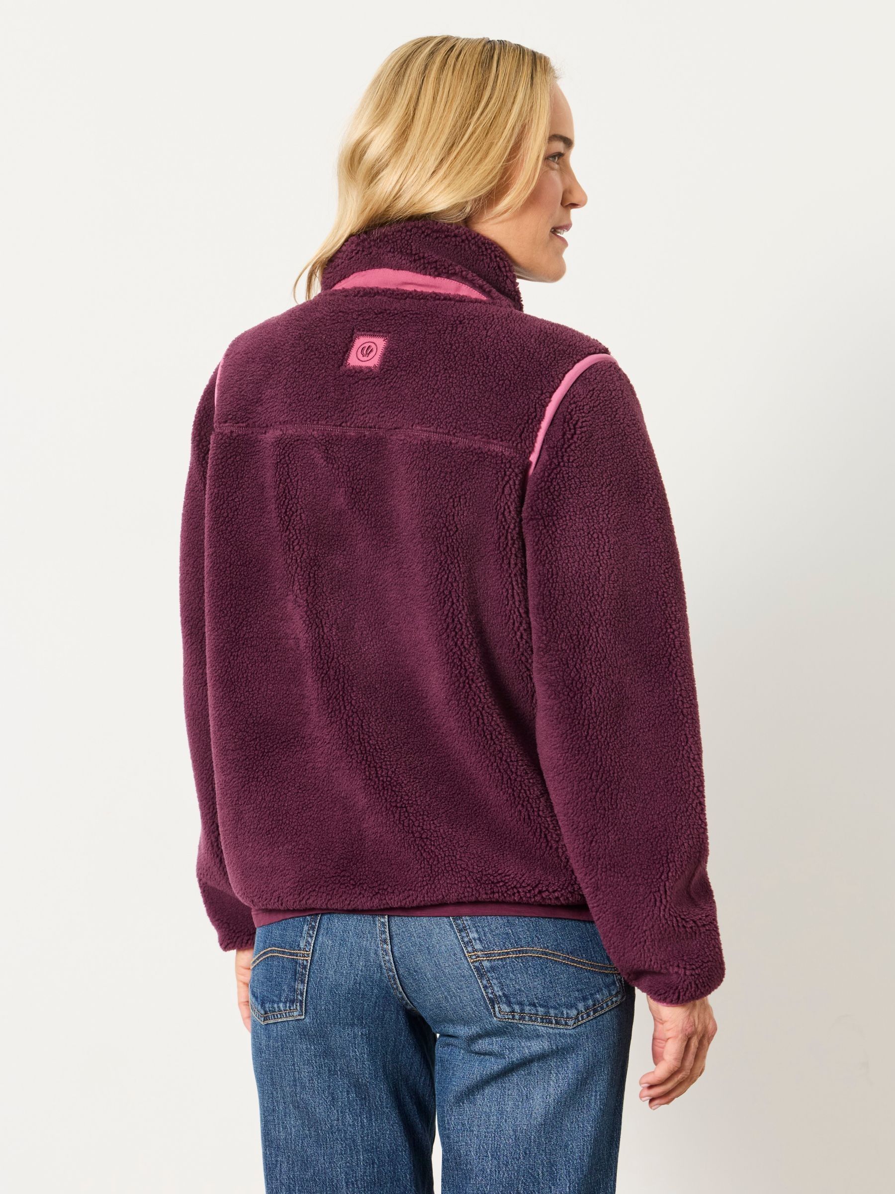 Ellie Burgundy Red Bomber Zip Through Fleece - Image 3 of 6