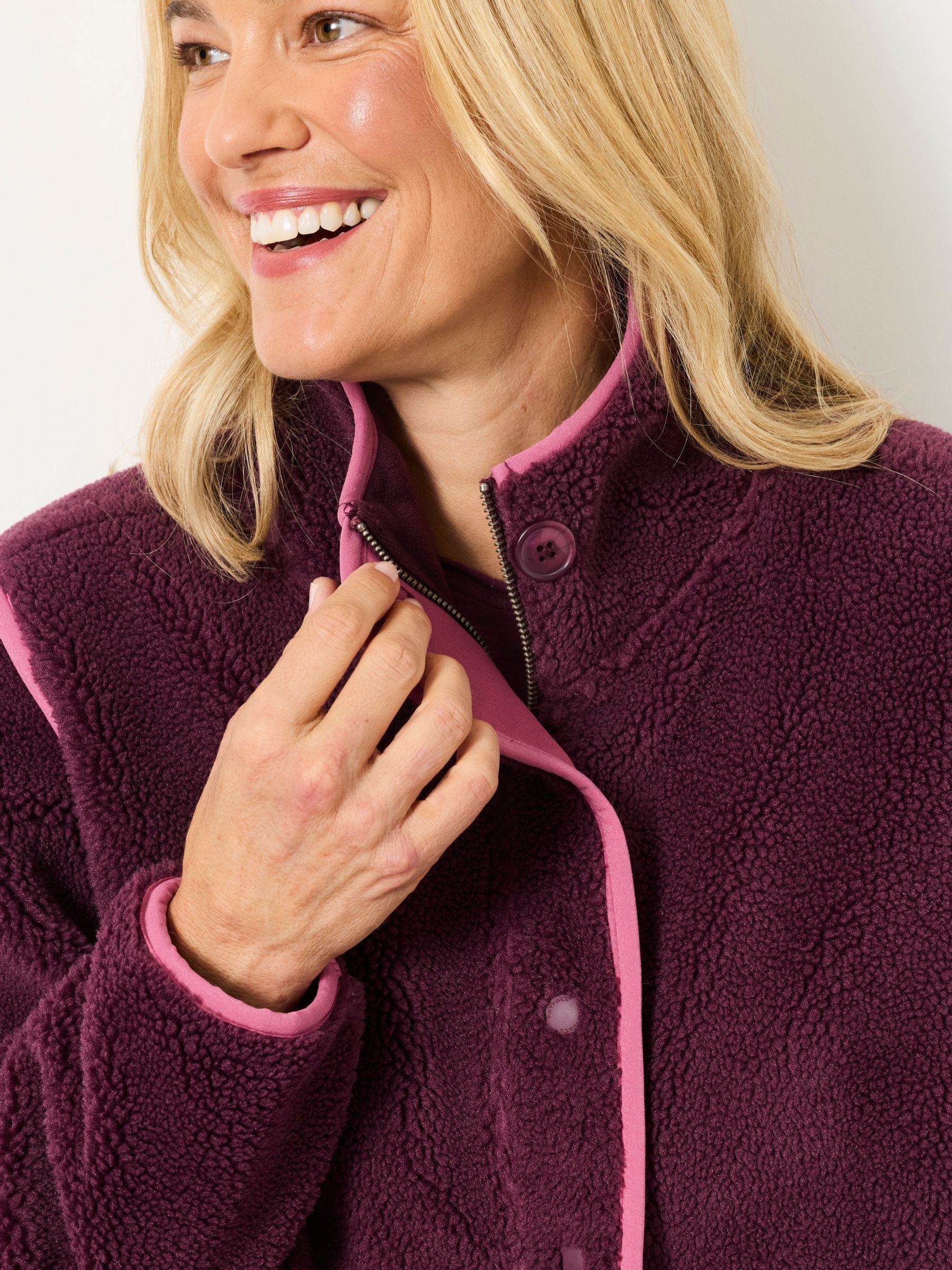 Ellie Burgundy Red Bomber Zip Through Fleece - Image 4 of 6