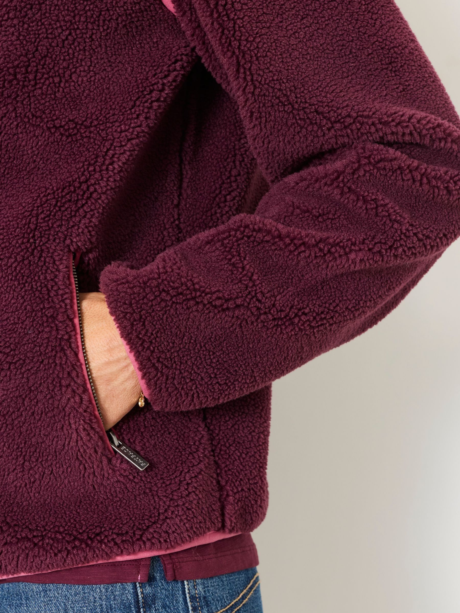 Ellie Burgundy Red Bomber Zip Through Fleece - Image 5 of 6