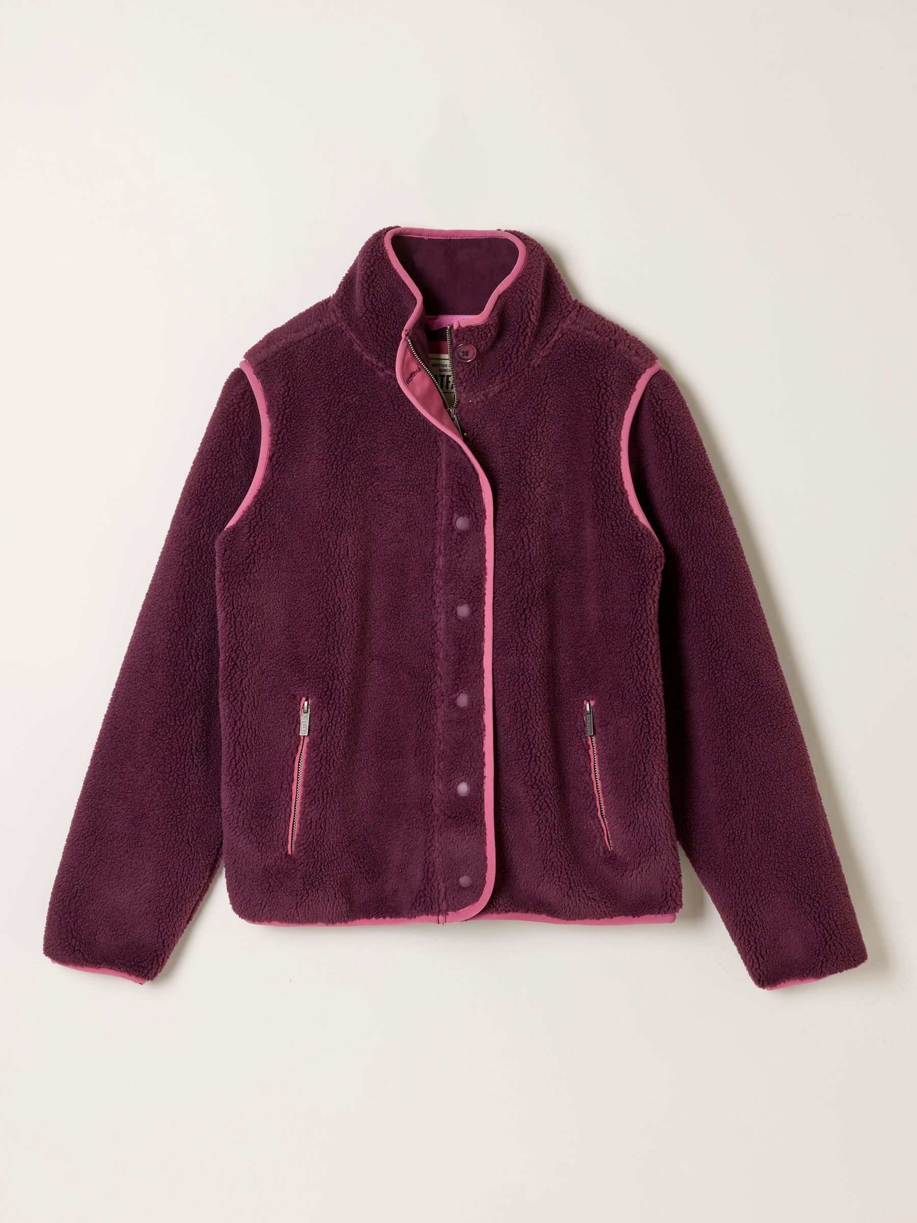 Ellie Burgundy Red Bomber Zip Through Fleece - Image 6 of 6