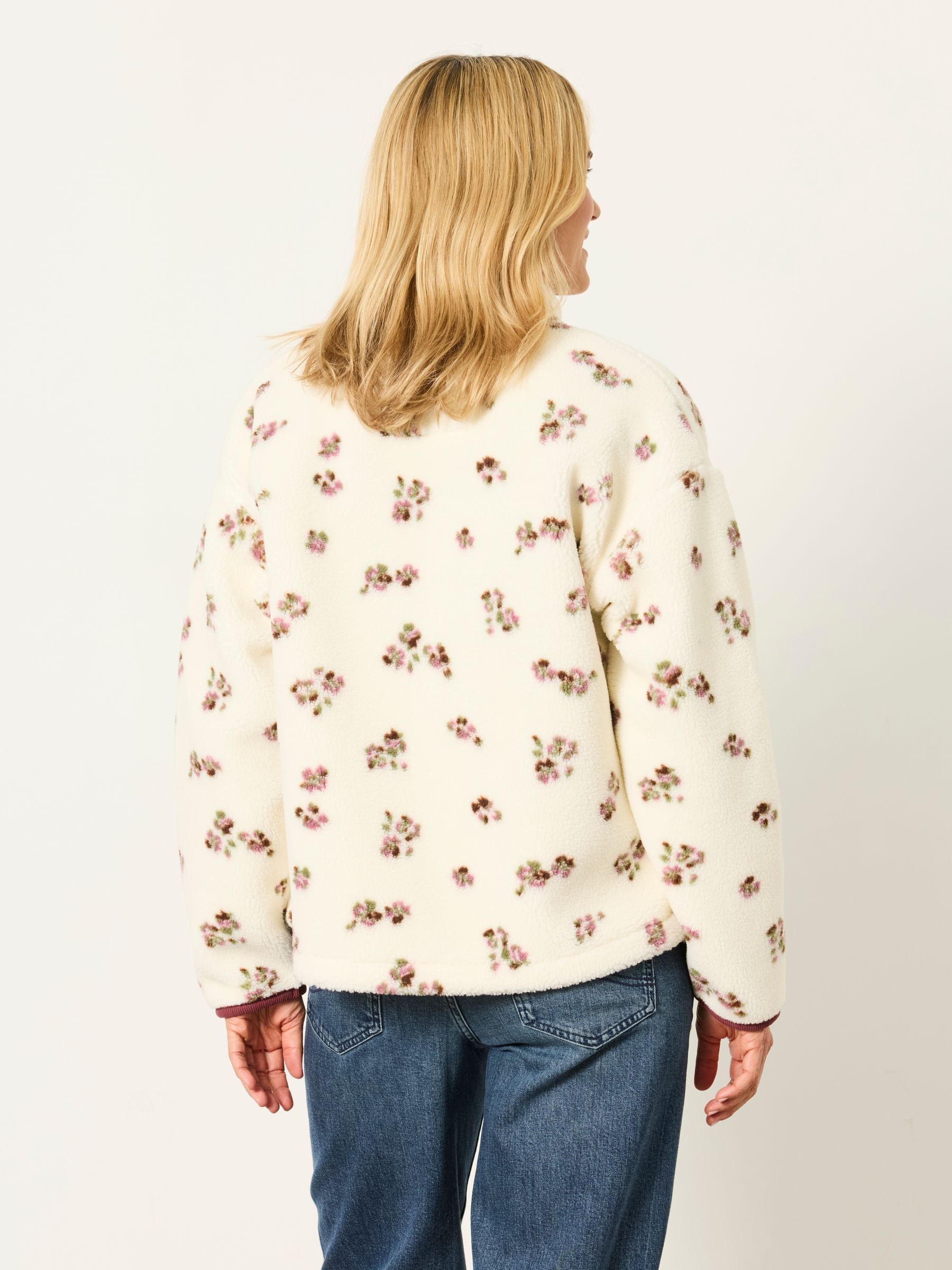 Bella Ivory Ditsy Print Zip Through Fleece - Image 2 of 6 Bella Ivory Ditsy Print Zip Through Fleece - Image 2 of 6