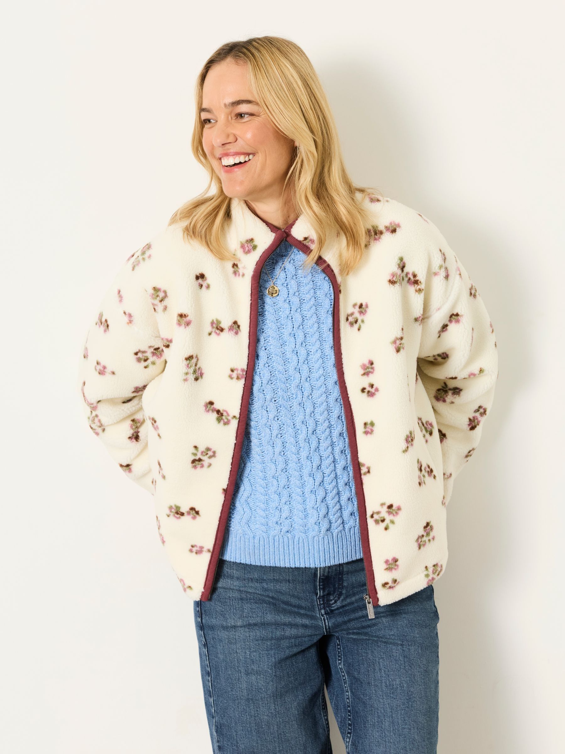 Bella Ivory Ditsy Print Zip Through Fleece - Image 3 of 6